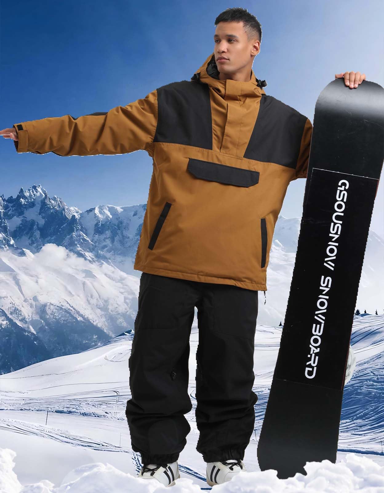 Men's Waterproof Windproof Snowboard Jacket - Ski Pullover Coat for Winter Sports - Warm Insulated Snowboarding Jacket for Skiing, Snowboarding & Outdoor Adventures