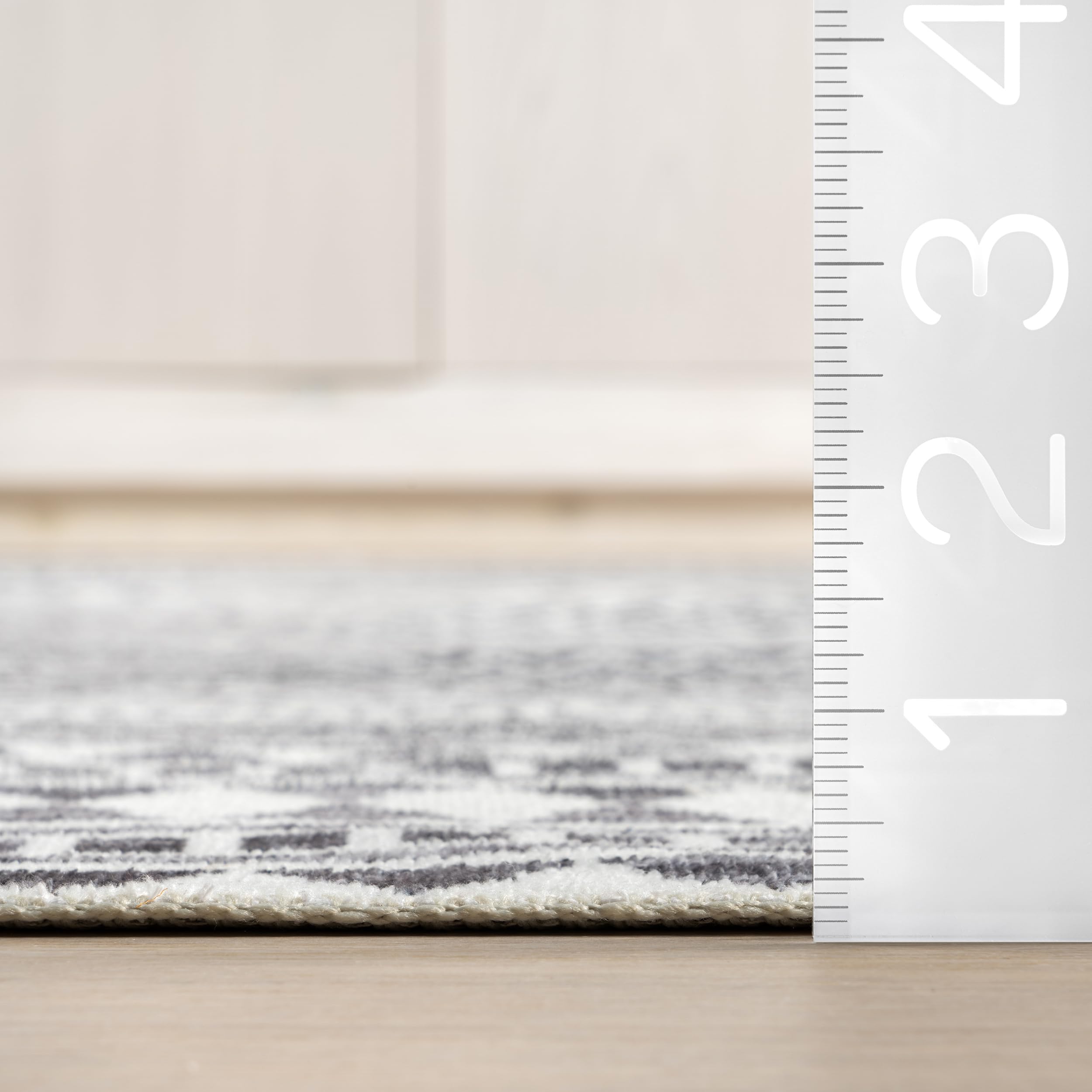 nuLOOM 8' Square SpinClean Machine Washable Stain-Resistant Area Rug with Non-Slip Backing - Low Profile for Living Room, Bedroom & Dining Room - Kira Grey | Perfect for High-Traffic Areas, Pet-Friendly Homes & Modern Decor