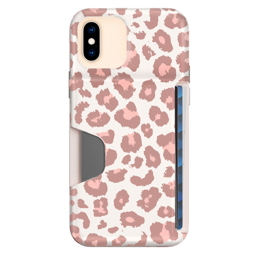 Blush Leopard Print iPhone Wallet Case - Slim Protective Cover with Card Holder for iPhone 12/13/14 Pro Max | Perfect for Travel, Shopping & Everyday Use