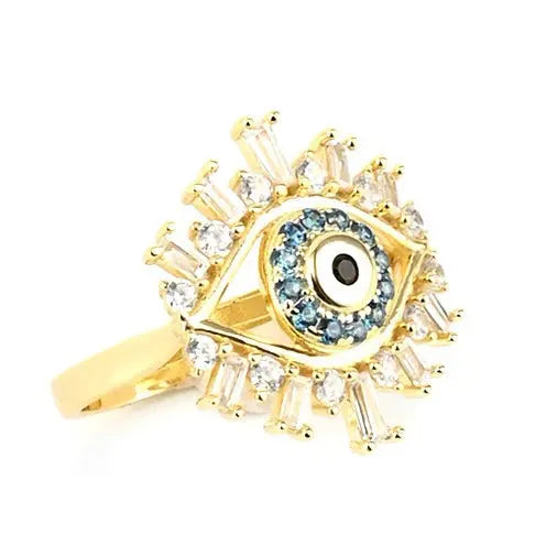 Evil Eye Protection Ring for Women & Men - Blue Stone Silver Jewelry for Good Luck & Positive Energy - Perfect for Gifts, Meditation & Spiritual Healing