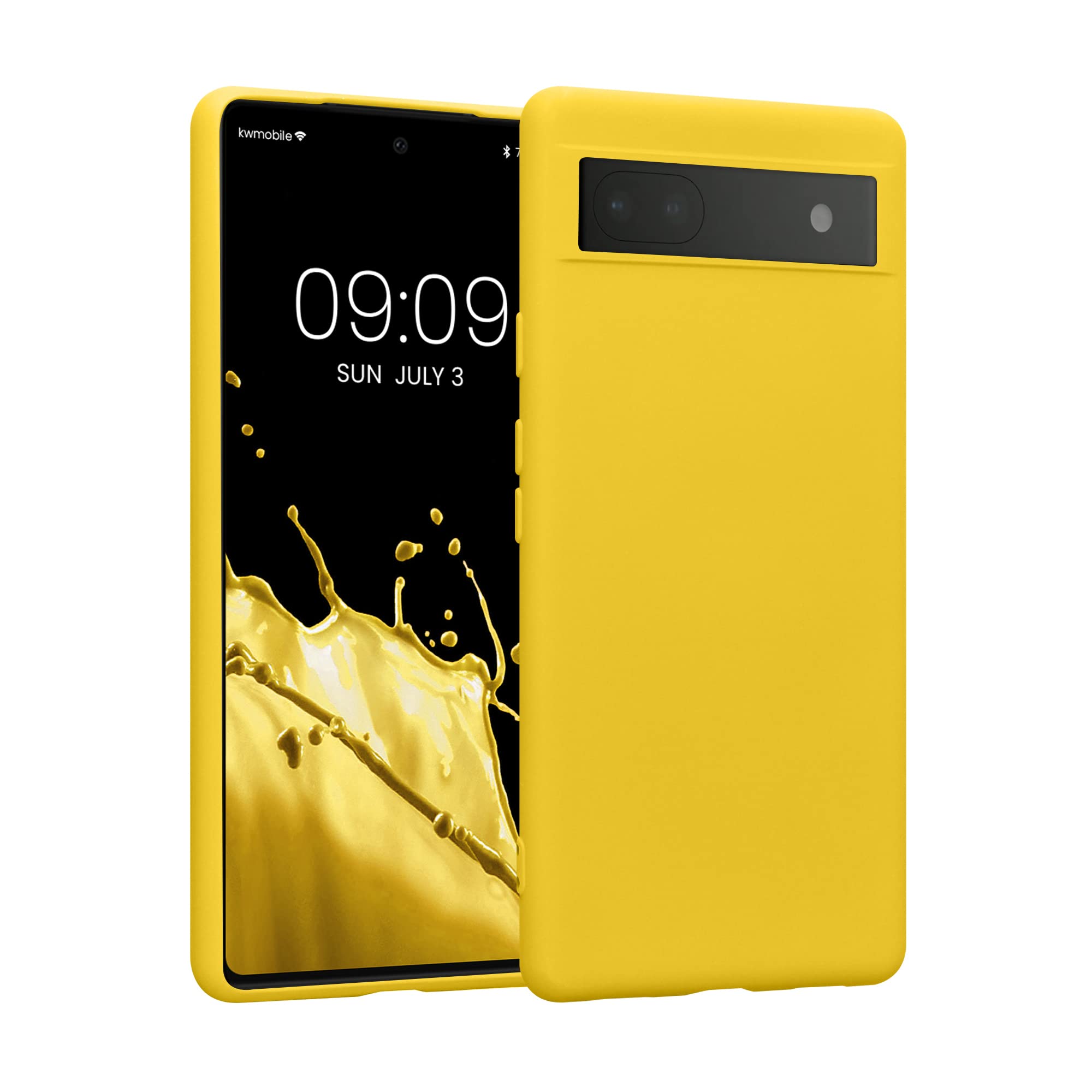 kwmobile Slim Protective TPU Silicone Phone Case for Google Pixel 6a - Shockproof Cover with Premium Grip in Radiant Yellow - Perfect for Everyday Use, Travel & Outdoor Activities