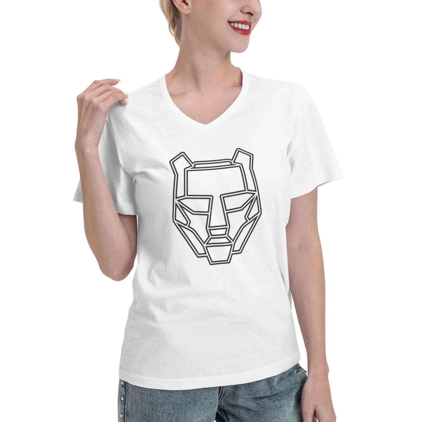 Black Tiger Sex Machine Women's V-Neck Cotton T-Shirt - Soft Casual Tee for Concerts, Gaming & Streetwear Fashion