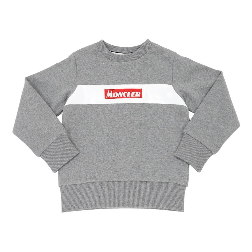 Moncler Kids Grey Logo Sweatshirt - Soft Cotton Hoodie for Boys & Girls - Perfect for School, Playdates & Outdoor Activities