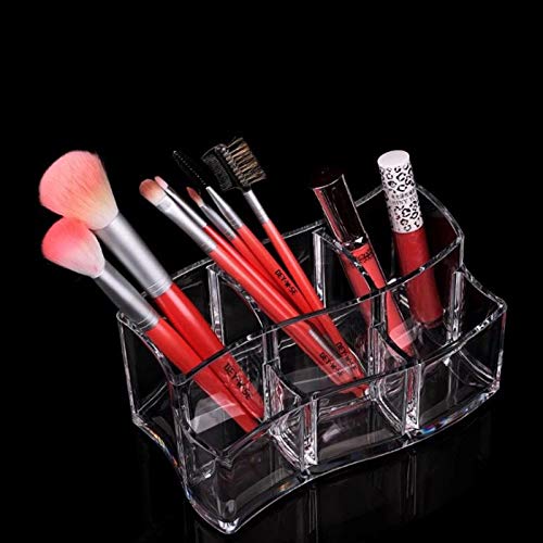 Clear Acrylic 6-Slot Makeup Brush Organizer - Eyebrow/Eyeliner Brush Holder, Pen Stand & Toothbrush Storage - Perfect for Vanity, Bathroom & Office Desk Organization