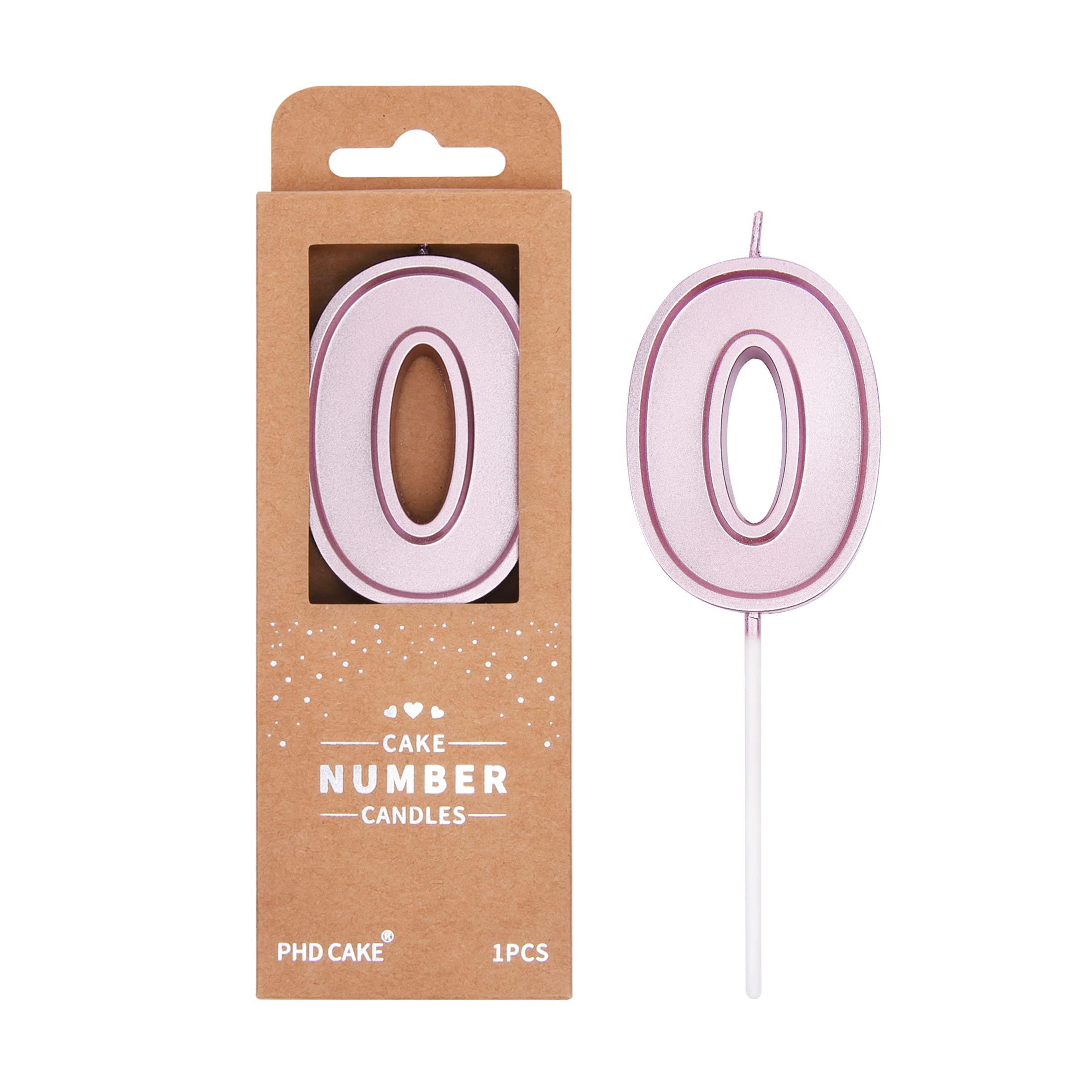 PHD CAKE 2.76 Inch Luxe Rose Gold Number 0 Birthday Candles - Elegant Rose Gold Cake Toppers for Anniversary, Wedding, Baby Shower & Celebration Parties - Perfect for Cakes, Cupcakes and Dessert Decorations
