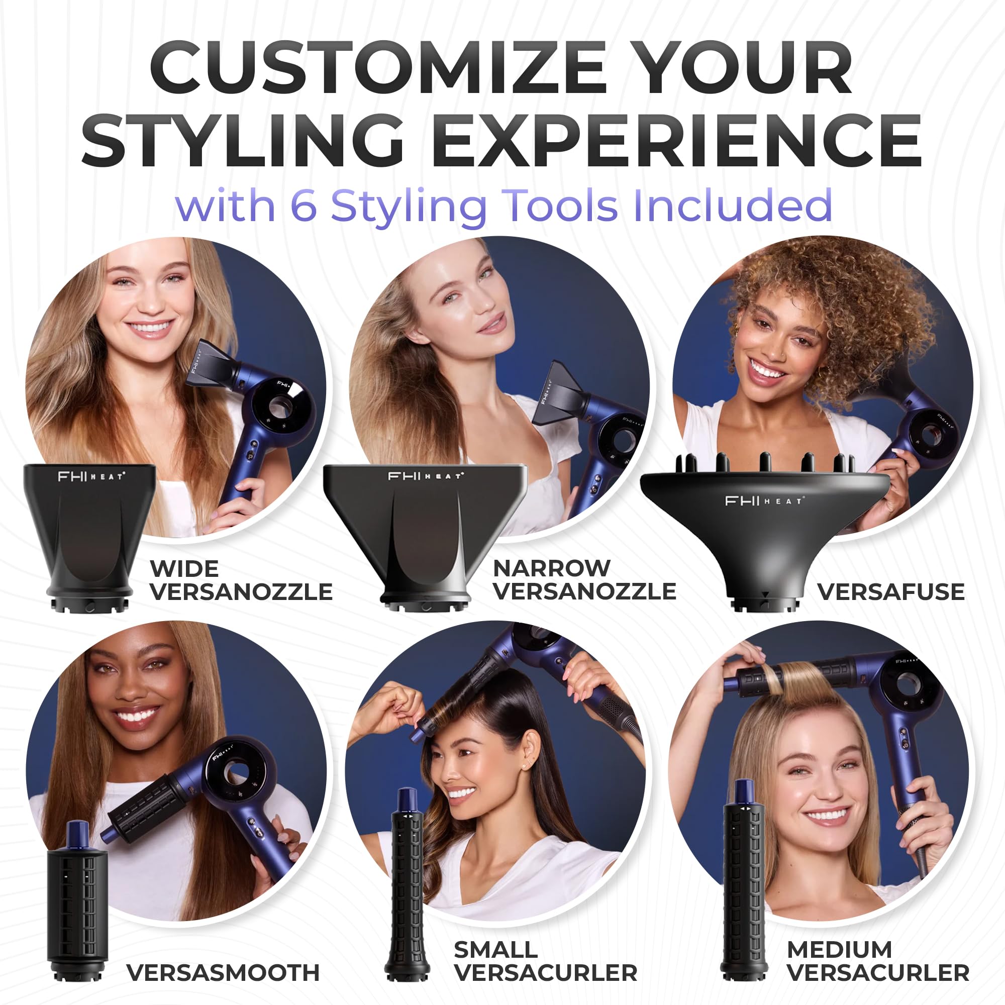 VersaSphere Pro Air 6-in-1 Professional Hair Dryer with Diffuser - Ionic Blow Dryer for Frizz Control & Fast Drying | Salon Quality Styler for Curly, Straight & Wavy Hair at Home