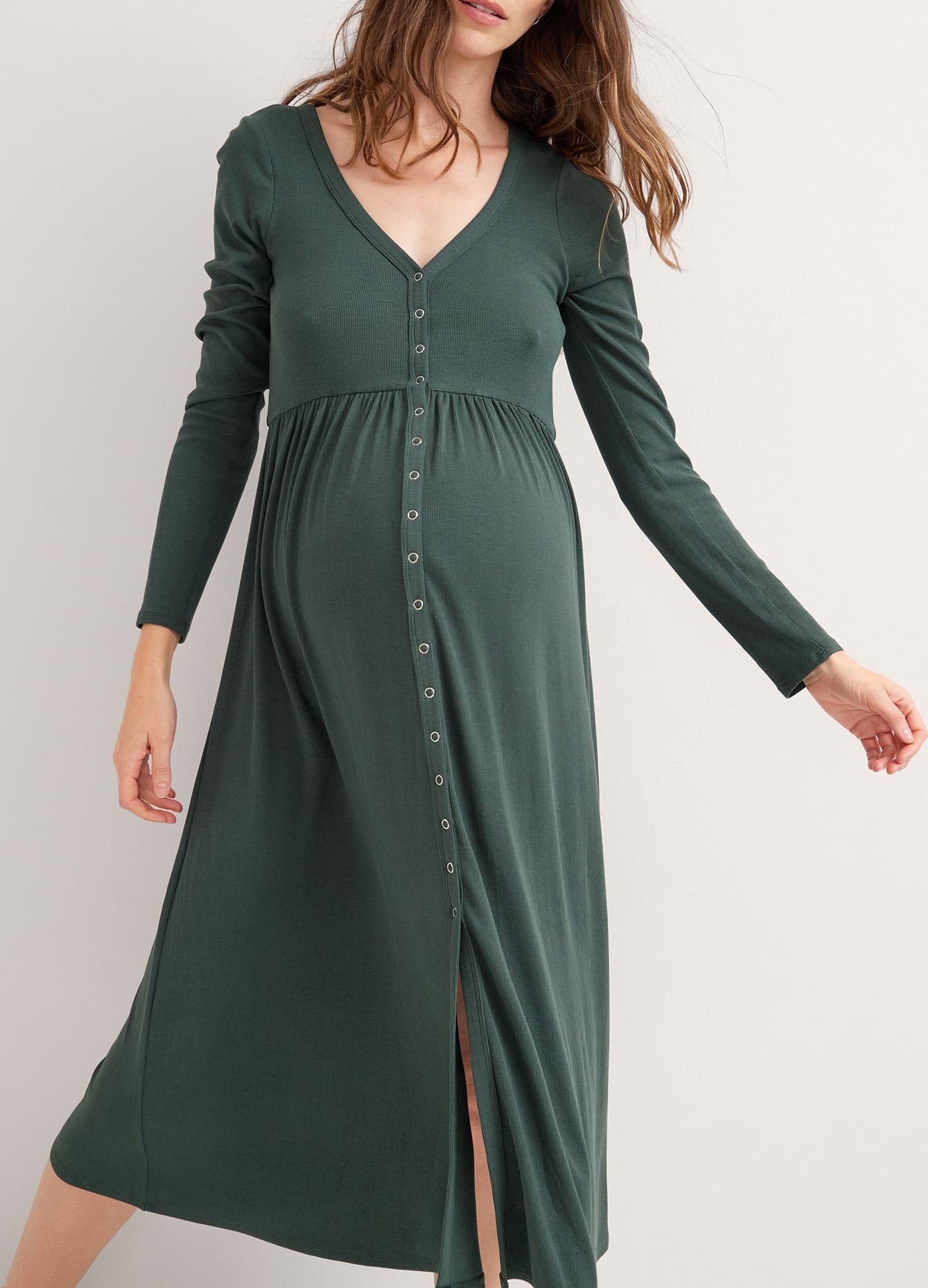 Ultra Soft Rib Nursing Dress for Breastfeeding Moms - Comfortable Maternity Wear for Nursing, Lounging & Everyday Use