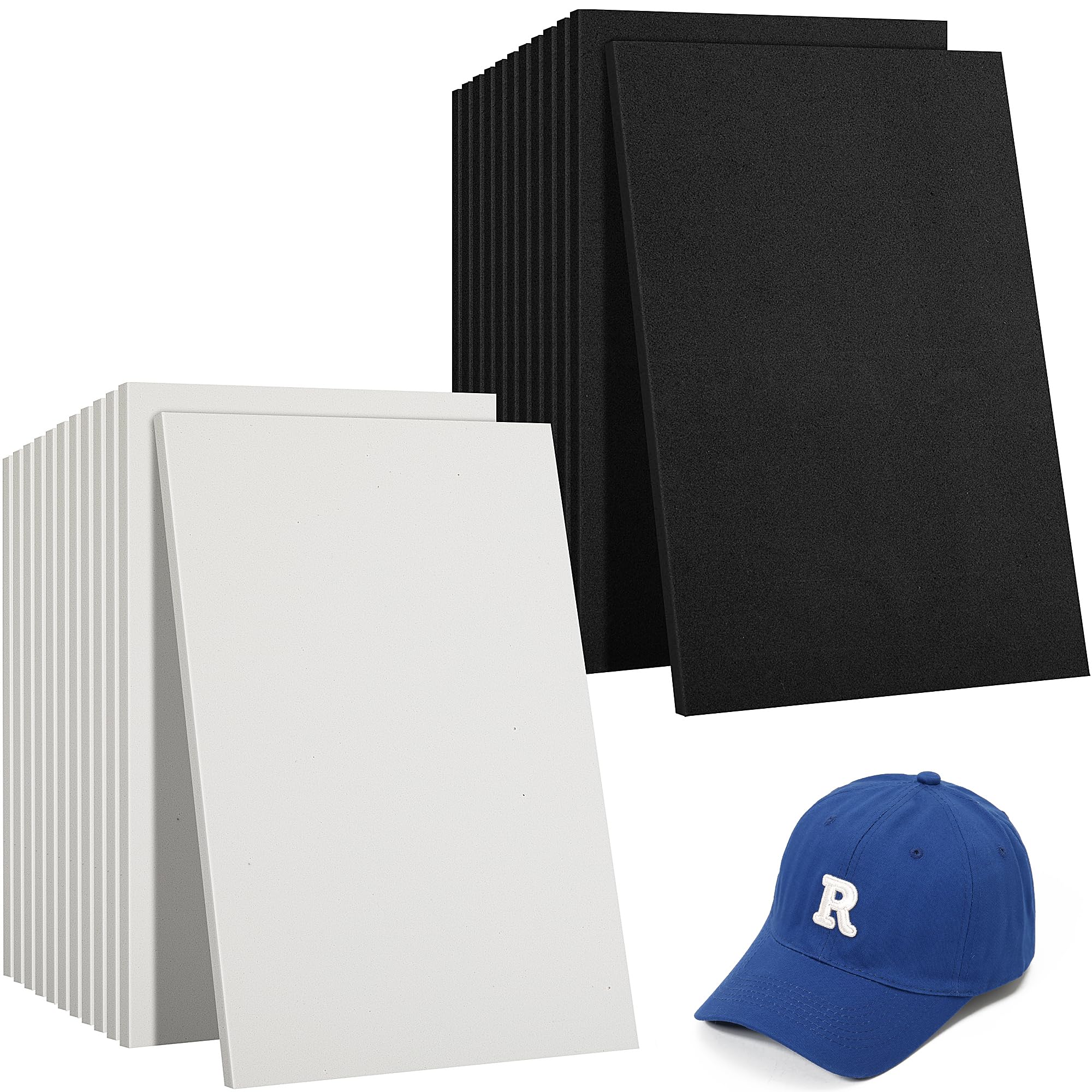 24 Pcs 3mm Thick EVA Foam Sheets for Embroidery & Crafts - 6x9 Inch High Density 3D Embroidery Foam for Cosplay Costumes, Sewing, DIY Projects - Perfect for Embroidery Machines, Costume Making & Crafting (Black & White)
