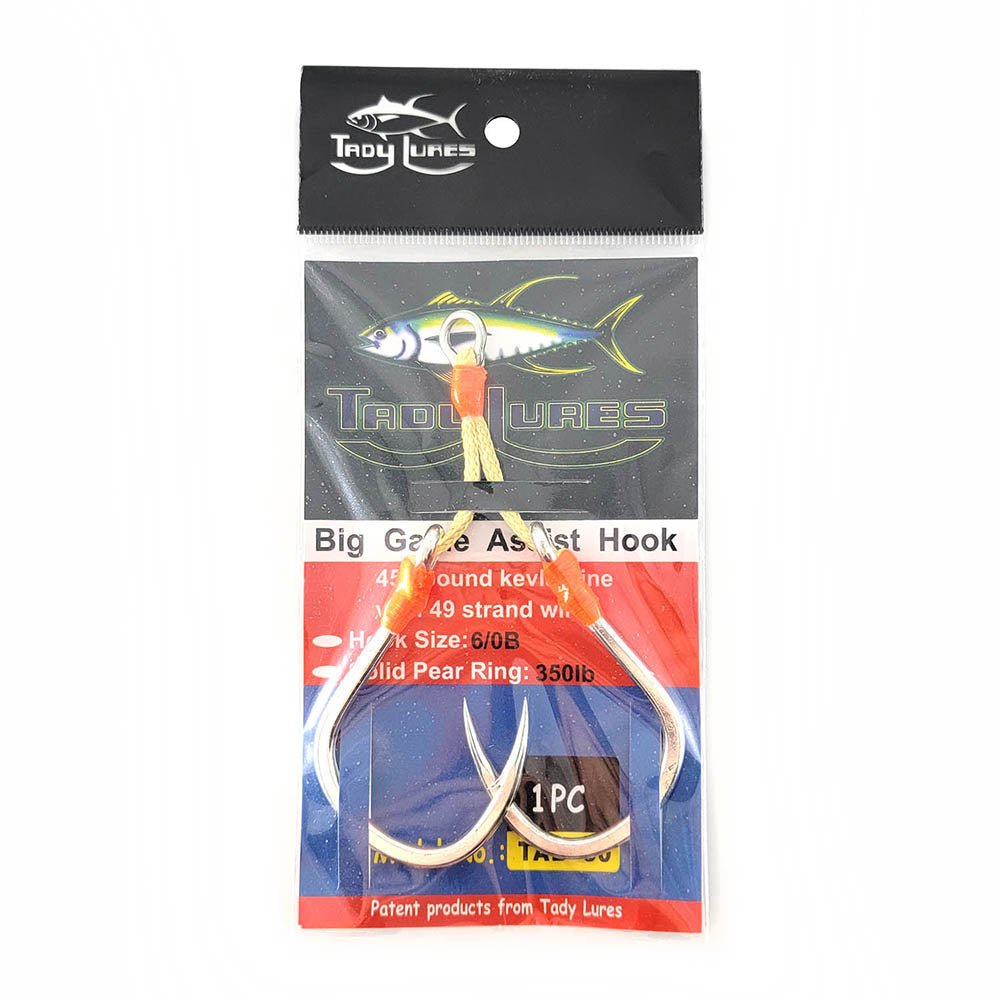 Tady Wire Double Assist Hooks for Saltwater Fishing - Strong Stainless Steel Hooks with Dual Assist for Tuna, Marlin & Big Game Fishing | Perfect for Offshore, Deep Sea & Sport Fishing Adventures