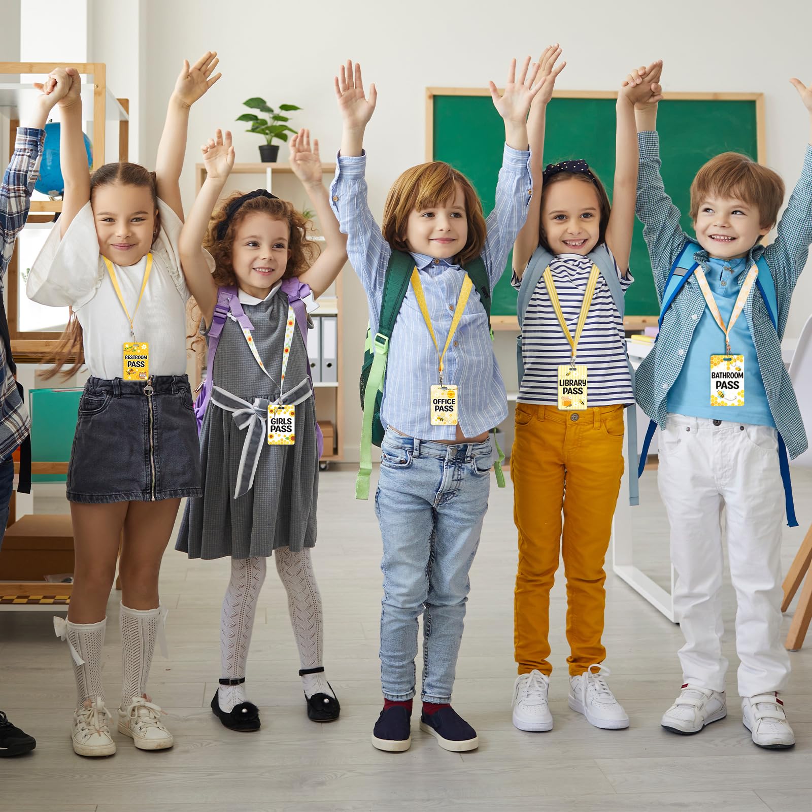 Unbreakable School Lanyards 8-Pack - Bee Style for Classroom, Office & Nurse Use
