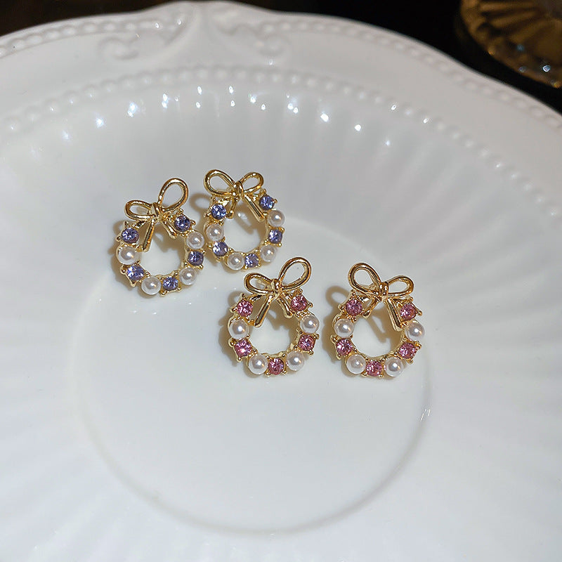 Elegant French Style Bow Pearl Stud Earrings | D3056 | Perfect for Weddings, Parties & Everyday Wear