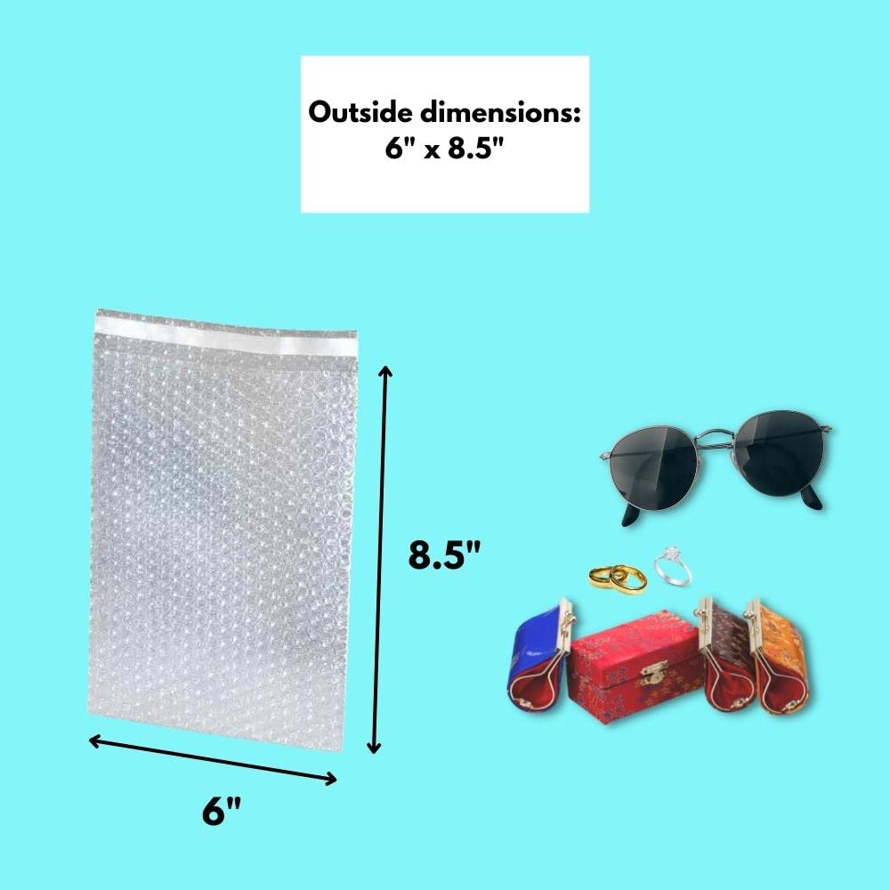 PSBM 6x8.5 Inch Clear Bubble Pouches - 1300 Pack Self-Seal Air Cushion Bags for Moving, Shipping & Protecting Fragile Items | Made in North America | Perfect for Packing Glassware, Electronics & Delicate Goods