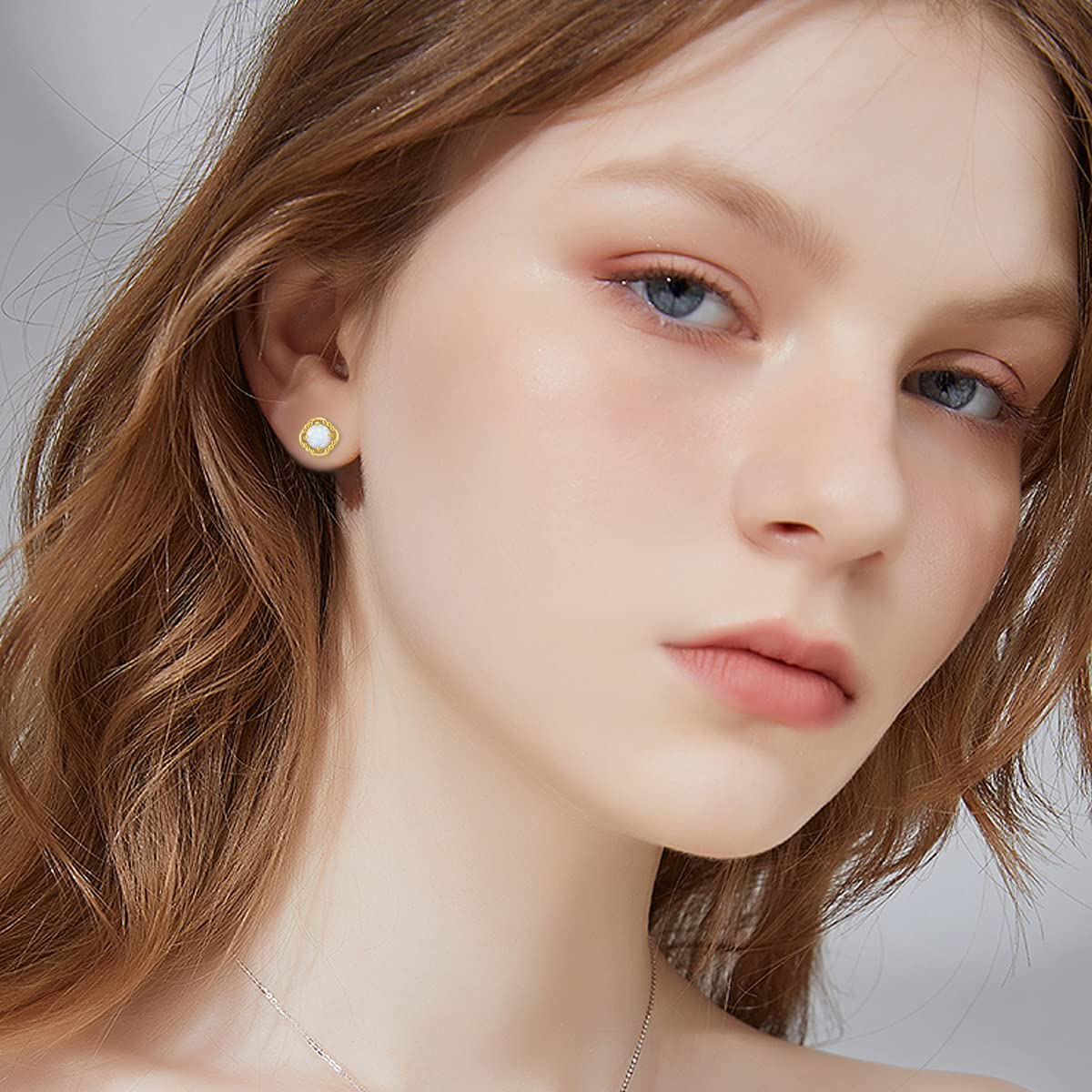 14K Solid Yellow Gold Opal Earrings for Women - Flower, Triangle, Star & Vintage Opal Stud Earrings | Dainty Opal Jewelry Gifts for Birthday, Anniversary & Special Occasions