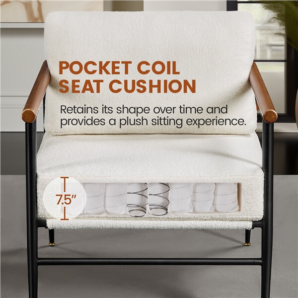 Yaheetech Modern Boucle Fabric Lounge Chair with Sturdy Metal Frame - Perfect for Living Room, Bedroom, or Office Relaxation