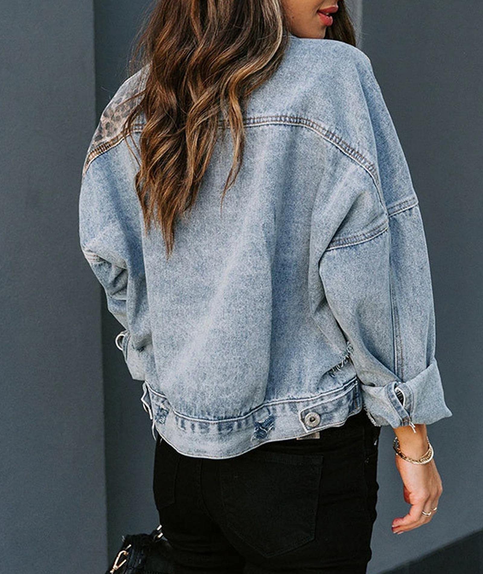 Distressed Denim Jacket for Women - Ripped Denim Coat for Spring & Fall - Stylish Outerwear & Casual Outfits - Perfect for Layering, Streetwear & Everyday Fashion
