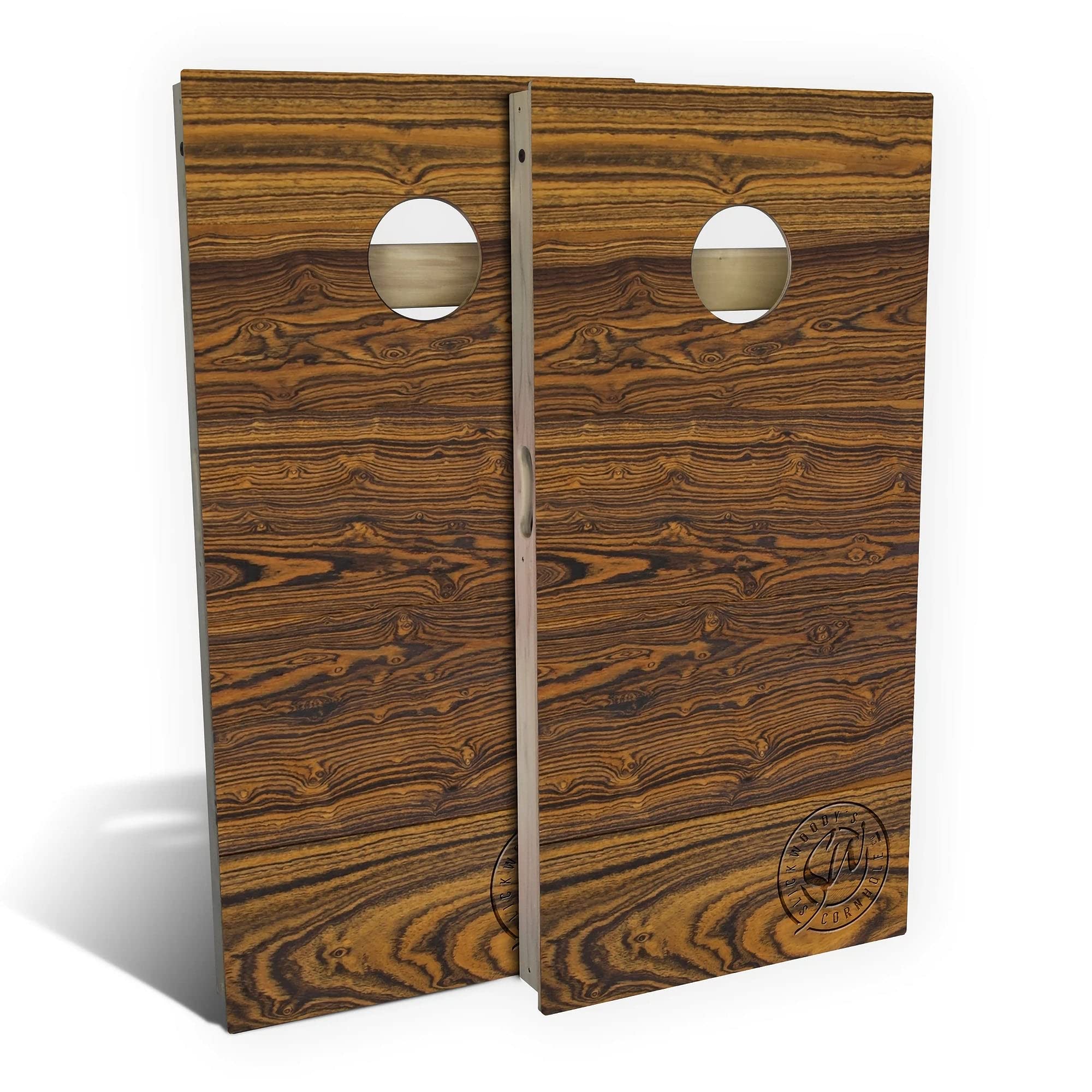 Premium Bocote Wood Cornhole Boards Set - 2 Regulation-Sized Boards & 8 All-Weather Bean Bags - Customizable Options for Tailgating, Backyard Games, and Outdoor Parties