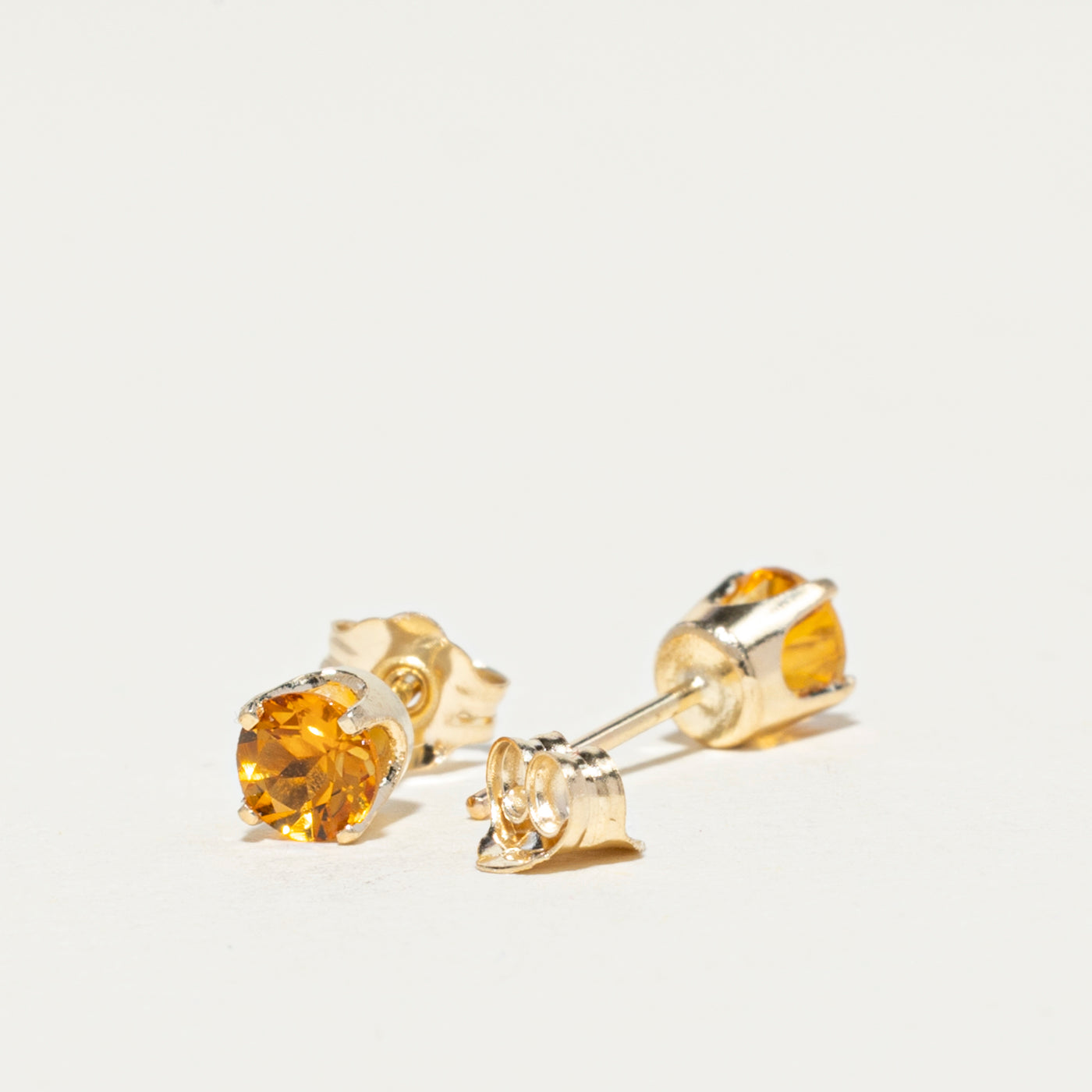 14K Gold Citrine Stud Earrings - 0.48ctw Natural Gemstone Jewelry for Women | Birthday Gift, Anniversary Present, Everyday Wear