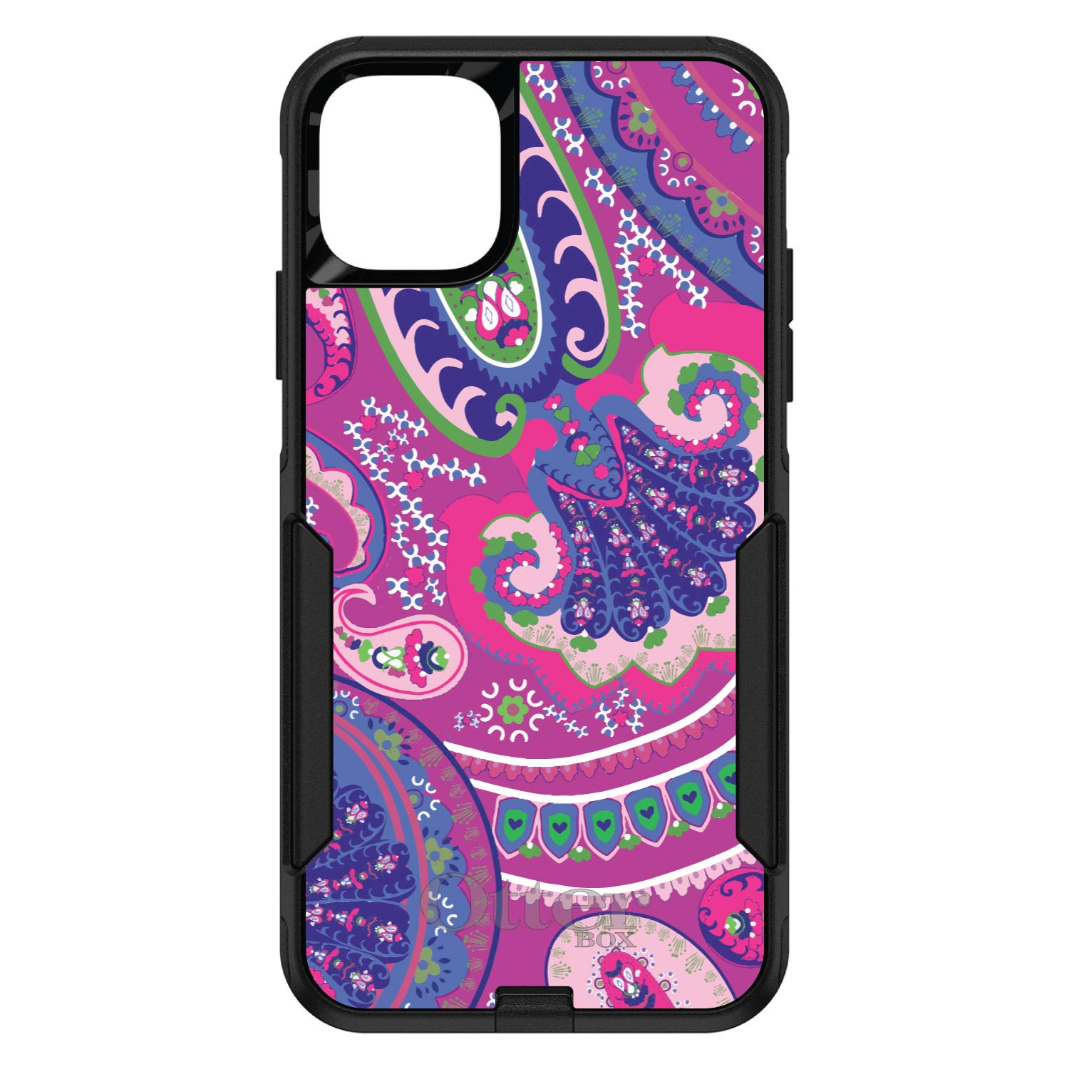 DistinctInk iPhone 13 Pro MAX Case (6.7 Inch) - Shockproof Protective Phone Cover with Paisley Design (Pink/Purple/Green) - OtterBox Commuter Replacement - Perfect for Daily Use, Work & Outdoor Activities