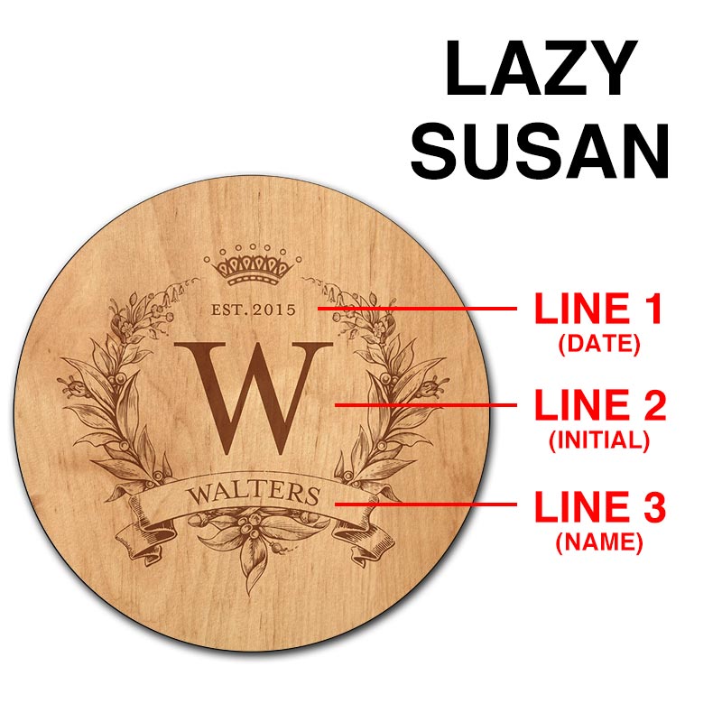 Personalized Lazy Susan Turntable - Handcrafted in USA, 3 Size Options for Dining & Kitchen Organization | Perfect for Spice Storage, Tabletop Serving & Home Decor