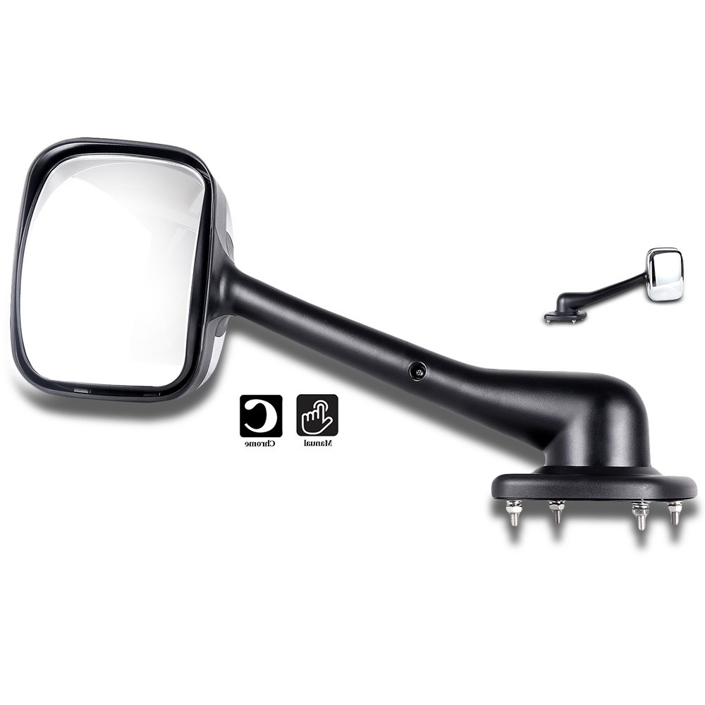 Heavy Duty Right Side Passenger Hood Mount Mirror with Chrome Housing for Freightliner Cascadia (2008-2016) - Manual Adjustment for Enhanced Visibility & Safety While Driving