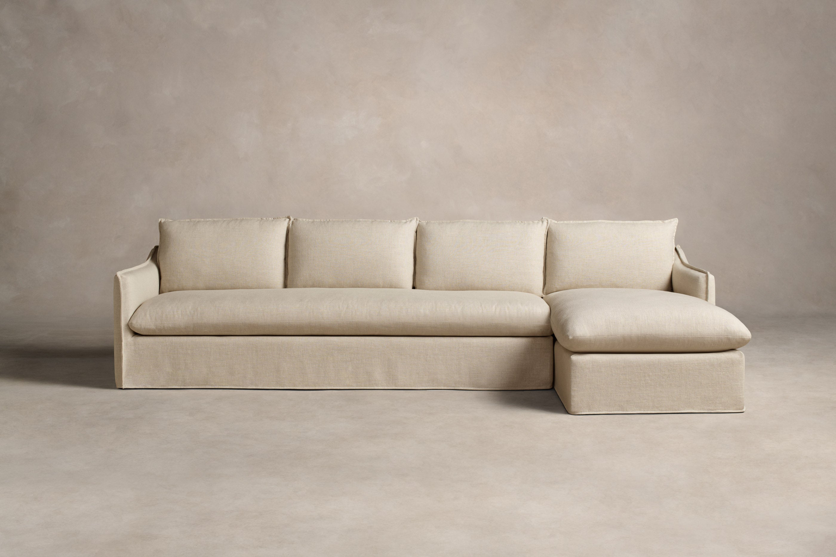 Dune Sectional Sofa - Performance Linen Weave Fabric in Prairie Color | Modern Living Room Furniture for Comfortable Lounging & Entertaining