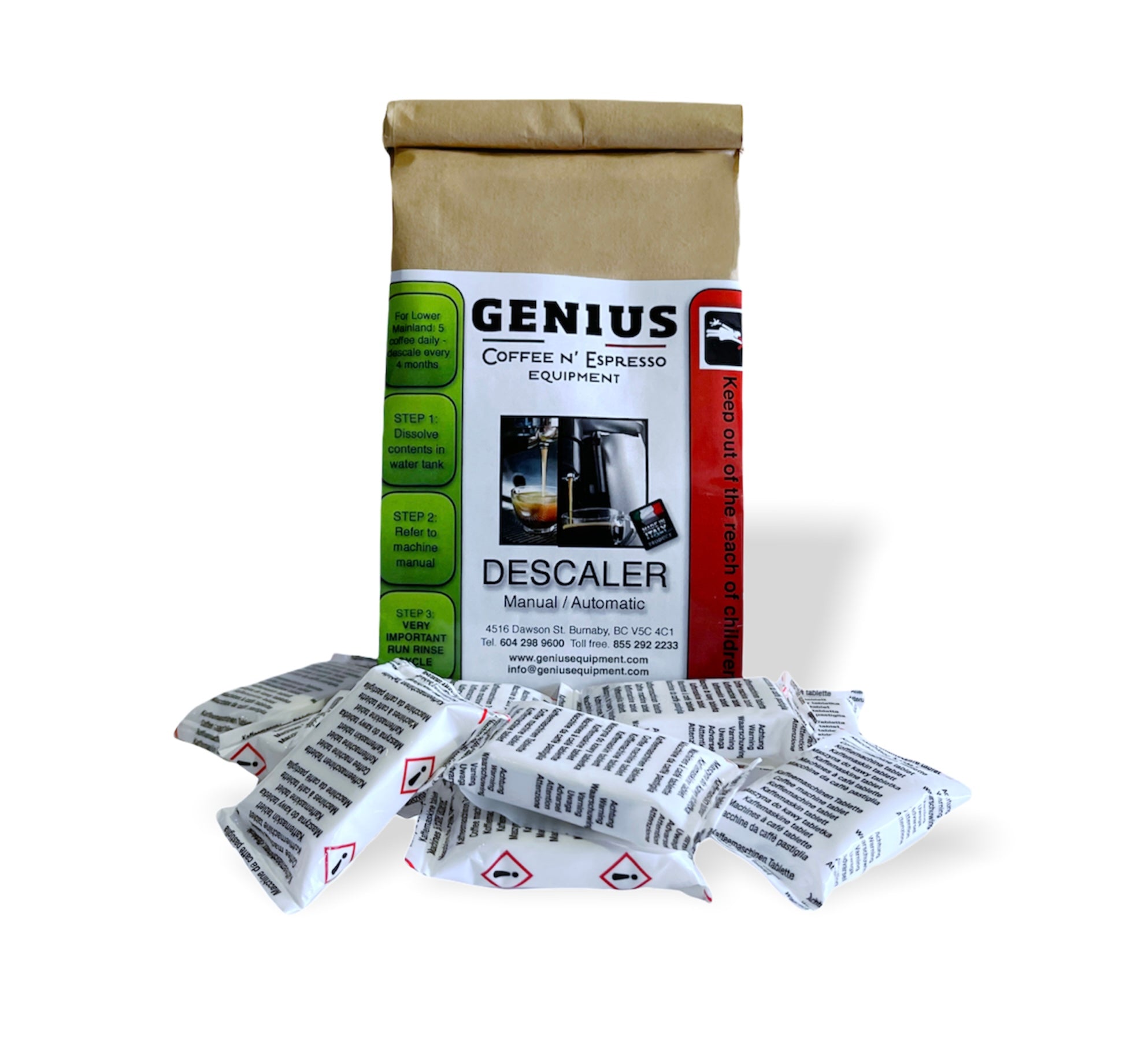 Genius Descaler 10 Pack - Eco-Friendly Limescale Remover for Coffee Makers, Kettles & Appliances - Safe & Effective Descaling Solution for Home & Kitchen Use