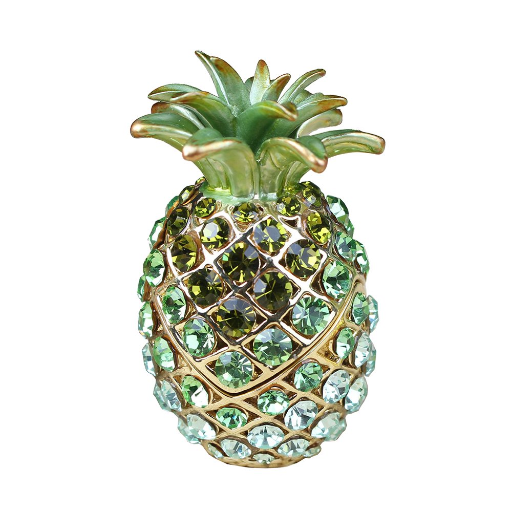 Hand-Painted Pineapple Jewelry Box with Hinged Lid - Decorative Trinket Box for Rings & Earrings - Fruit-Themed Collectible Figurine - Perfect for Home Decor, Gift Giving & Jewelry Organization