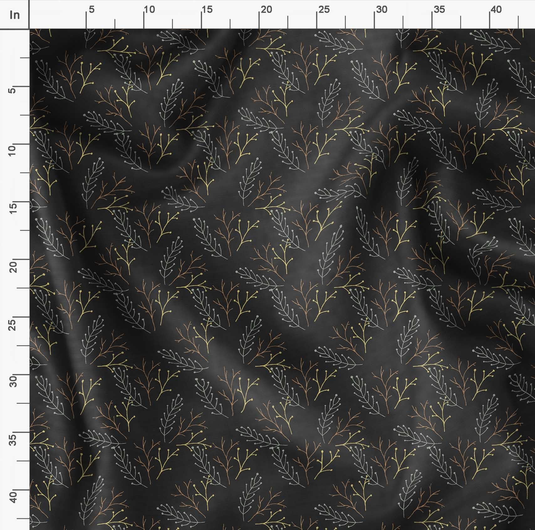 Soimoi Moss Georgette Gray Fabric by The Yard - 42 Inch Wide Dry Branches Tree Print Fabric for DIY Crafts, Home Decor & Fashion Design - Rustic Earthy Printed Fabric for Curtains, Dresses, Quilting and Scarf Making
