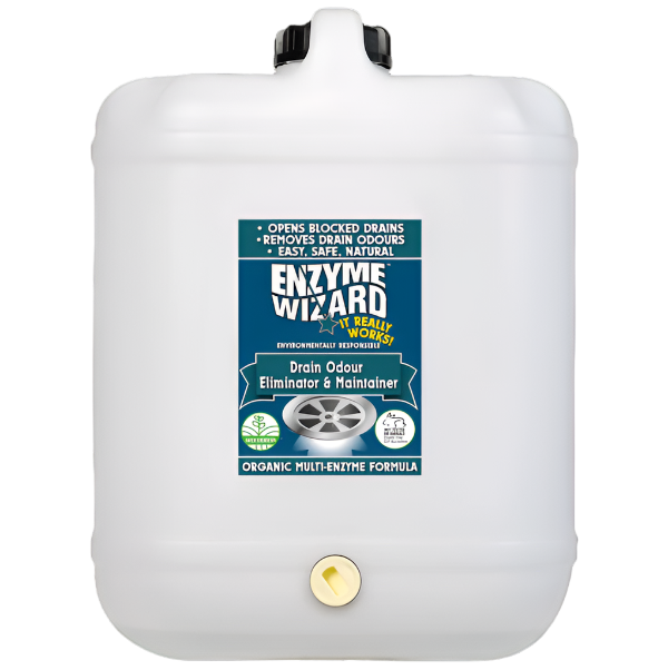 Enzyme Wizard Drain Odour Eliminator & Maintainer - Natural Pipe Cleaner for Kitchen Sink, Bathroom & Shower Drain - Eliminates Bad Smells & Prevents Clogs