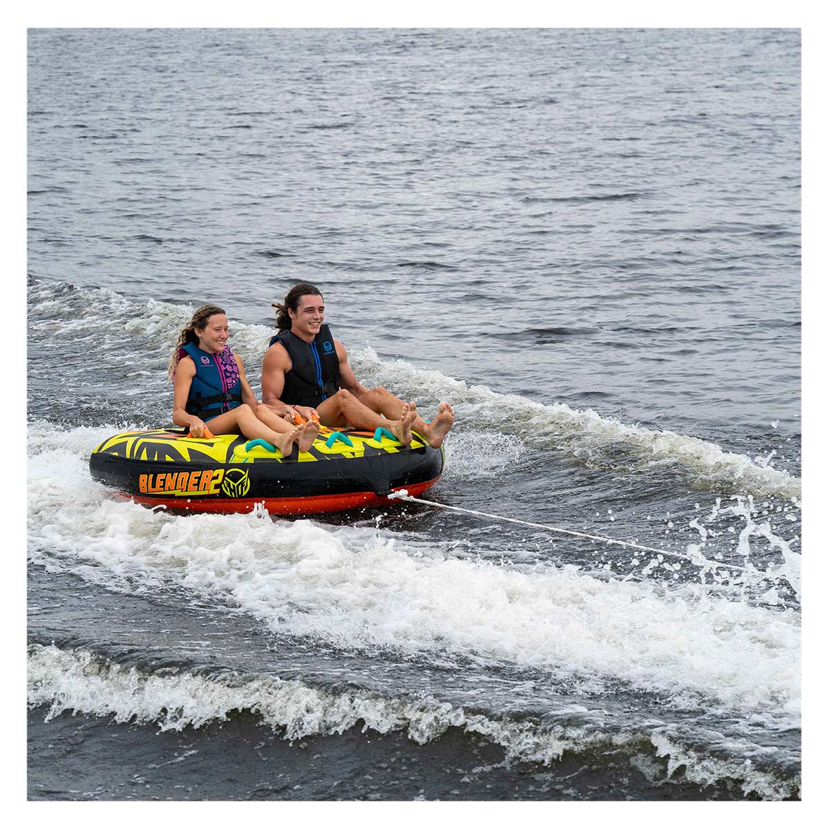 HO Sports Blender 2 Towable Tube - 2 Rider Inflatable Water Tube for Boating & Lake Fun - Perfect for Family & Friends Summer Adventures