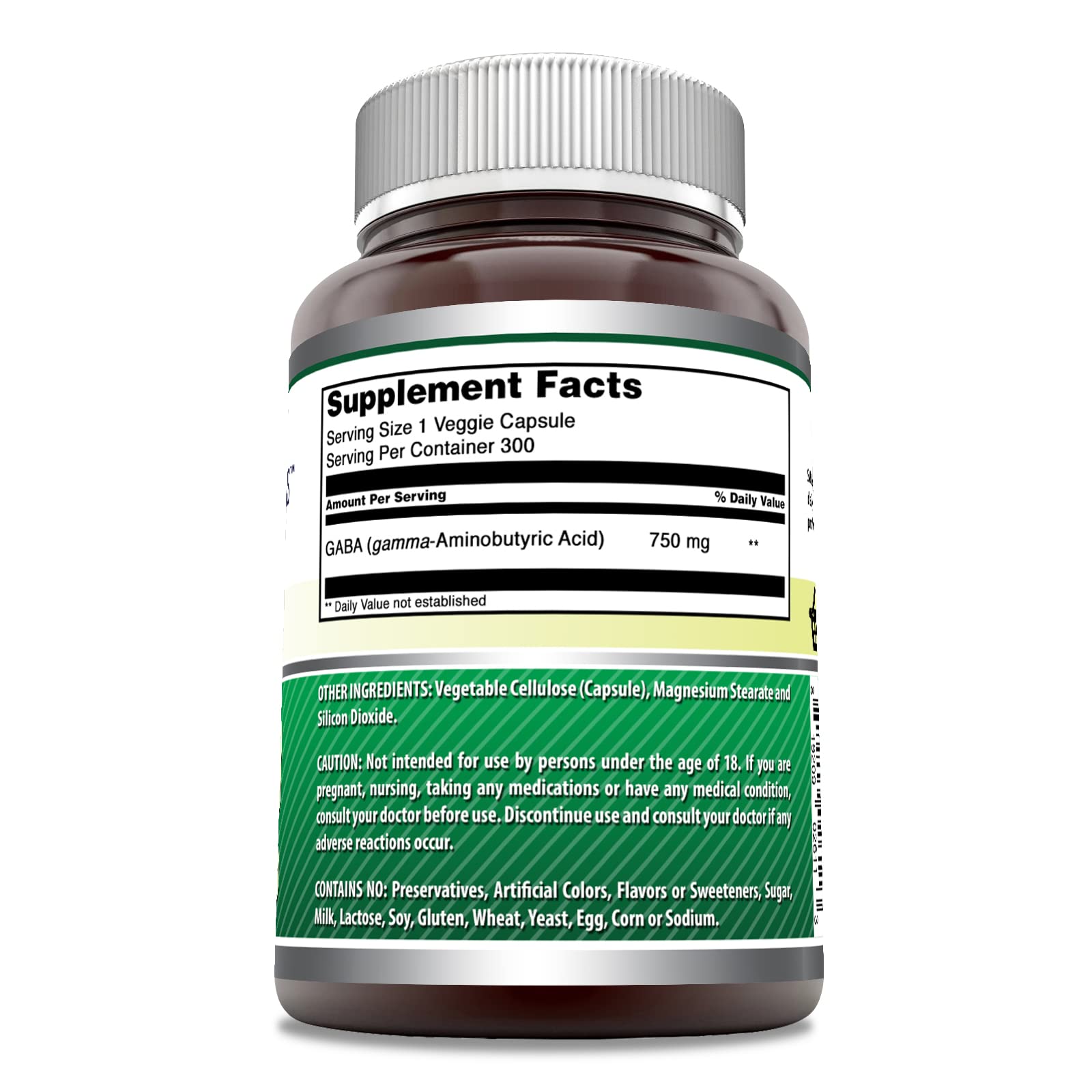 Amazing Formulas GABA 750mg Vegetarian Capsules - 300 Count | Non-GMO, Gluten Free, Made in USA | Stress Relief & Sleep Support Supplement | Perfect for Relaxation, Anxiety Management & Better Sleep