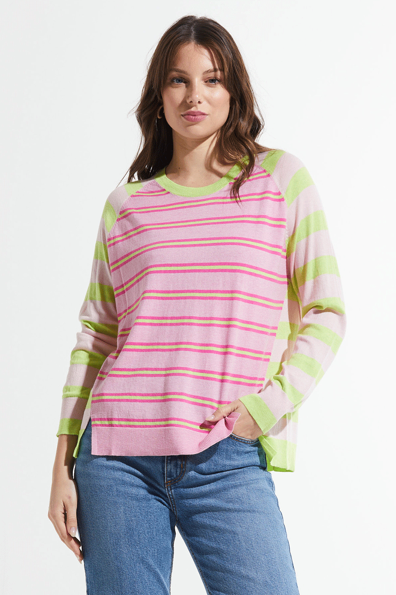 Zaket & Plover Women's Casual Raglan Stripe Sweater - Soft Long Sleeve Knit Pullover for Fall & Winter | Perfect for Office, Date Night and Weekend Outfits