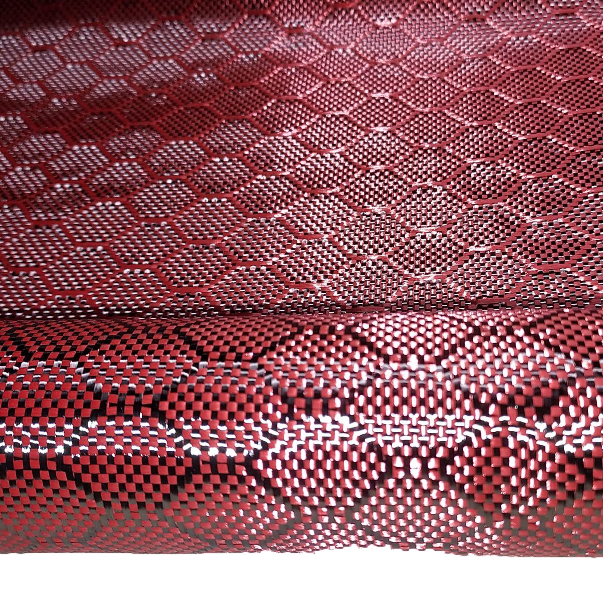 KARBXON Carbon Fiber Beehive Weave Fabric - 1 Meter Wide (39.8 in) - 3K 240g/m² - Red - 5ft to 10ft Rolls - High-Tech Fiber Cloth for Automotive Repair, Boat Restoration & DIY Projects