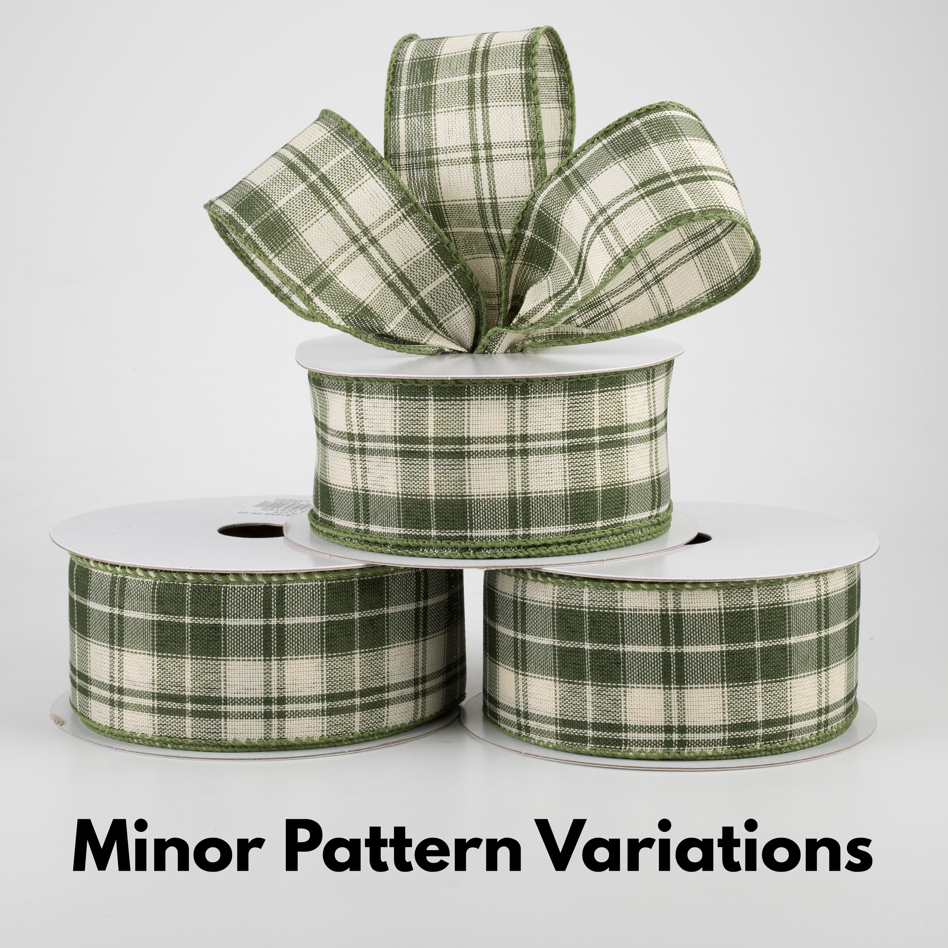 1.5 Inch Wide Homespun Plaid Ribbon - Moss Green & Cream Checkered Pattern - 10 Yards Bulk Roll for Gift Wrapping, DIY Crafts, Scrapbooking and Home Decor