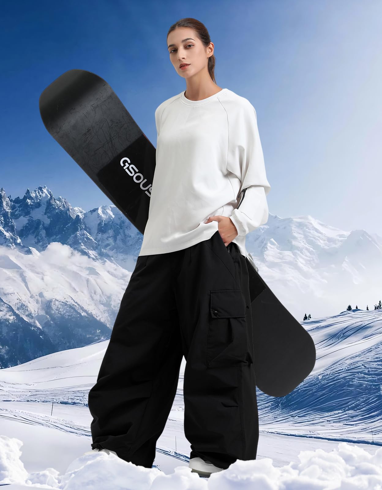 **Men's & Women's Waterproof Insulated Snowboard Pants - Super Baggy Loose Fit Ski Pants for Winter Sports & Outdoor Activities**    **使用场景:** Perfect for snowboarding, skiing, winter hiking, and cold-weather adventures.