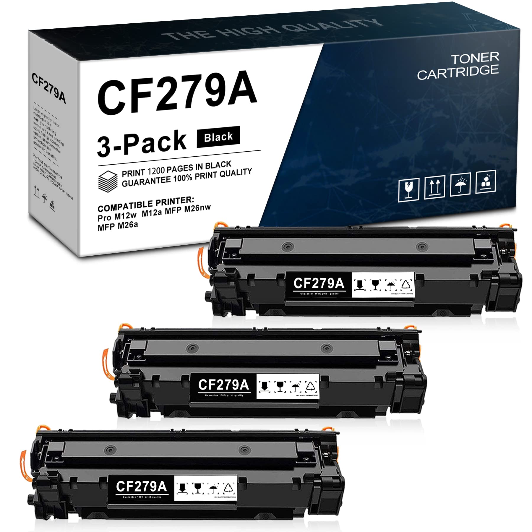 POTONER 79A/CF279A Compatible Toner Cartridge Replacement for HP Pro M12w M12a MFP M26nw MFP M26a Printer - 3 Pack Black | High-Yield Printing for Office & Home Use