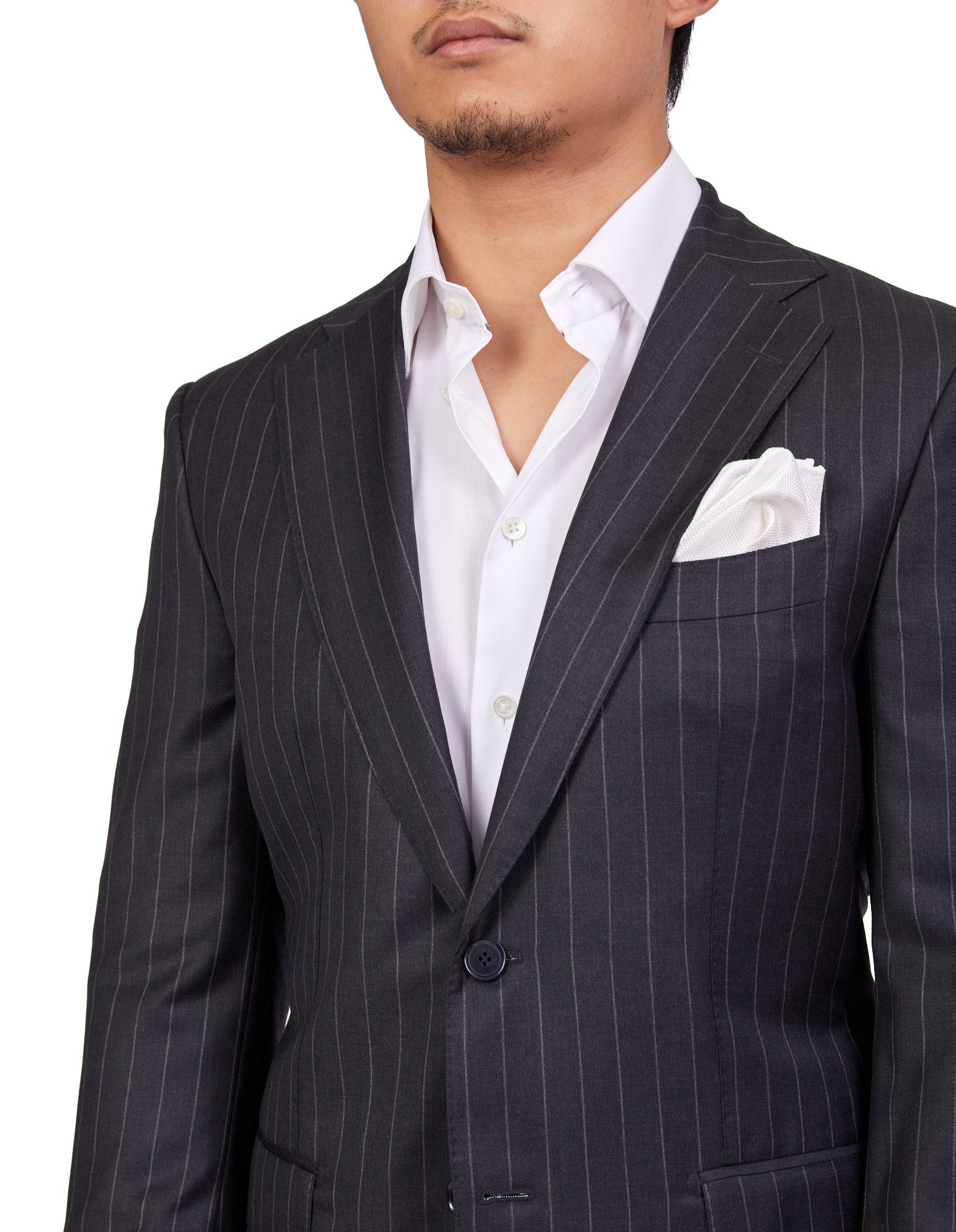 Premium HENRY SARTORIAL Men's Wool Suit - Charcoal Gray Striped Full Canvas Business Attire for Office, Weddings & Formal Events