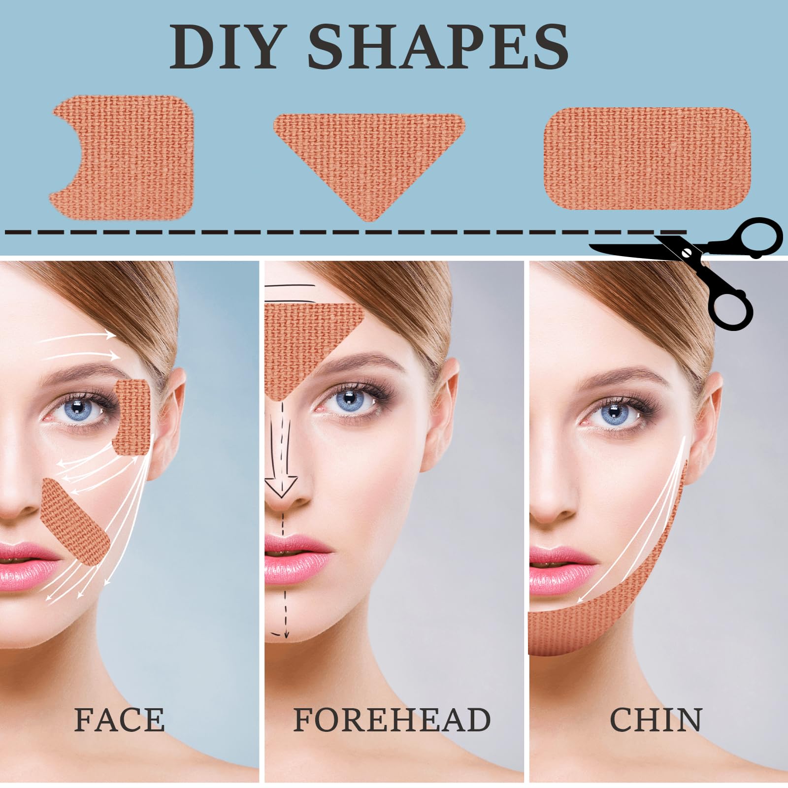 2 in 1 Anti-Wrinkle Face Tape & Forehead Lift Tape - 5CM Wide Hypoallergenic Kinesiology Tape for Full Face and Neck Wrinkles - Relaxes Facial Muscles - Perfect for Daily Skincare, Makeup Prep & Anti-Aging Routine
