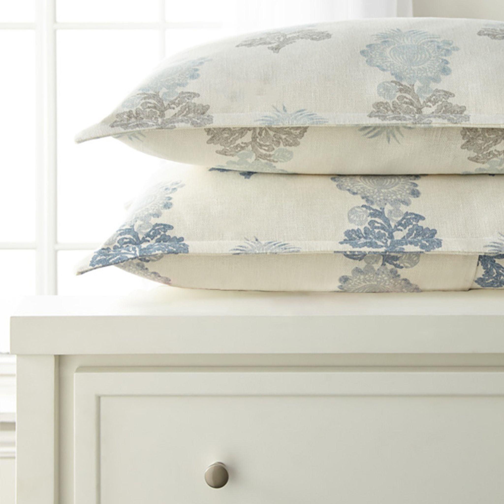 Aldith Floral Shams - Luxury Embroidered Floral Pillowcases Set of 2, 100% Cotton Decorative Bedding for Master Bedroom, Guest Room & Home Decor