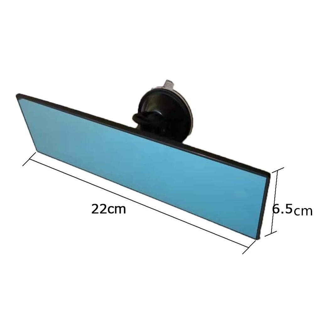 BININBOX Universal Anti-Glare Rear View Mirror for Cars & Trucks - Wide Angle Panoramic Clip-On Baby Safety Mirror (Blue Rectangle) - Perfect for Road Trips, Baby Monitoring & Blind Spot Visibility