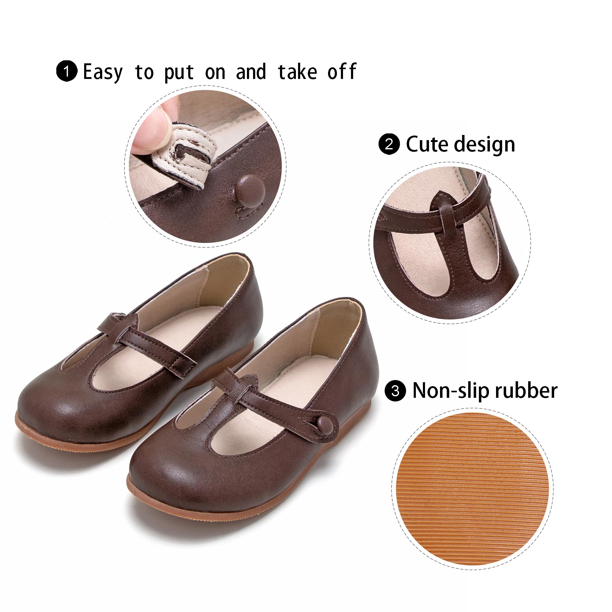 GINFIVE Toddler Girls Dress Shoes - Little Kids Flats School Mary Janes Shoes for Toddlers & Preschoolers - Perfect for Weddings, Parties, School & Special Occasions