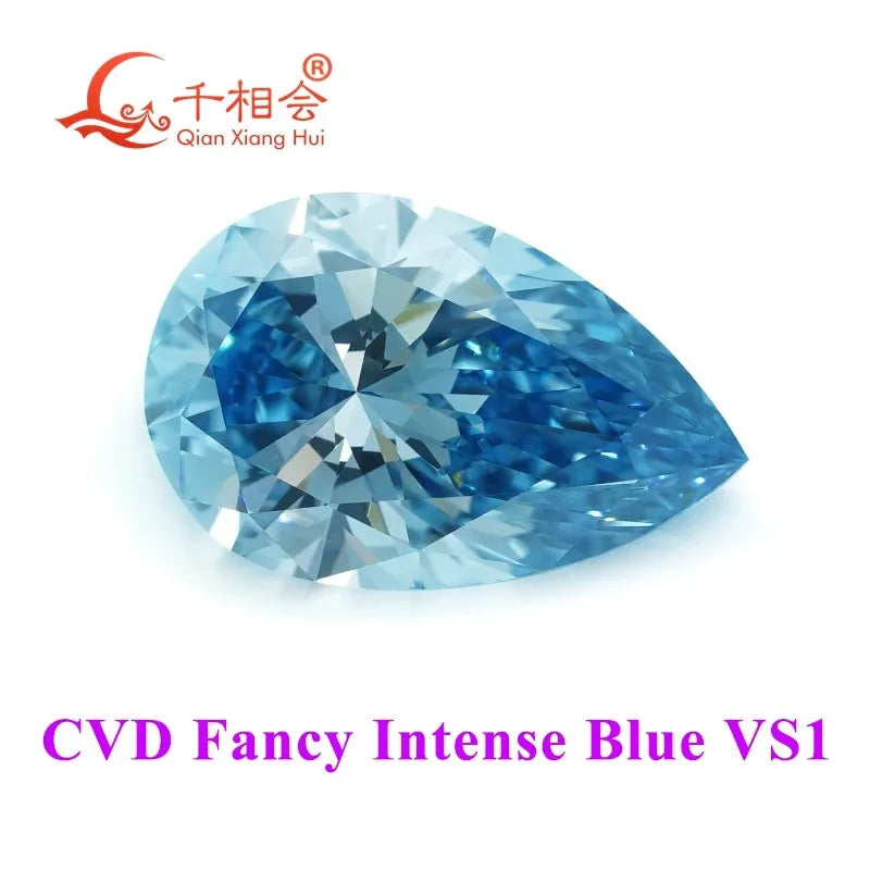 1.8ct Lab Grown CVD Diamond - Fancy Vivid Aqua Blue, VS-VVS Clarity, Pear Shape, GEMID Certified Loose Stone for Engagement Rings & Fine Jewelry