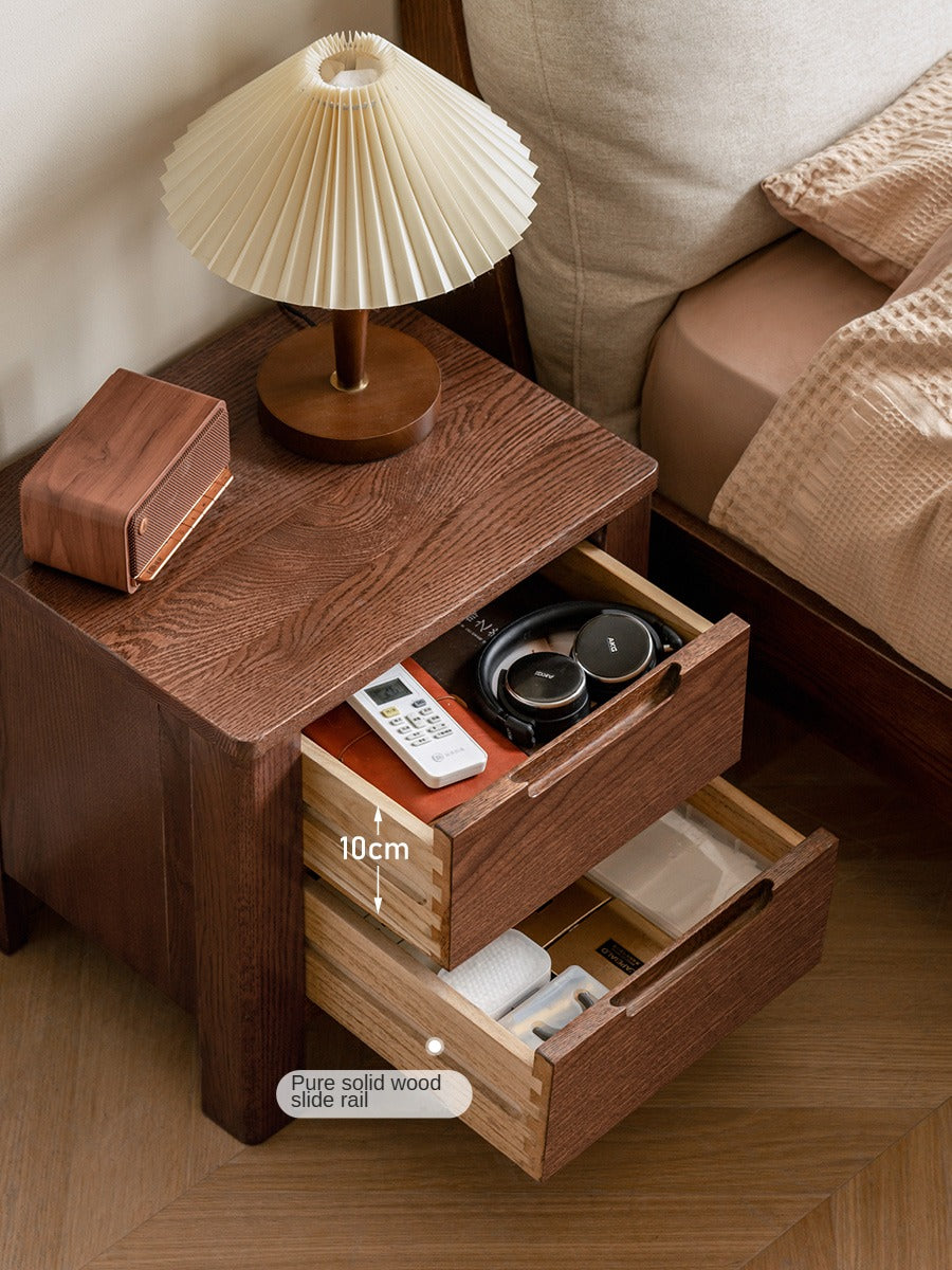 Solid Oak Wood Nightstand - Scandinavian Modern Bedside Table for Bedroom, Living Room & Nursery - Stylish & Durable Storage Solution
