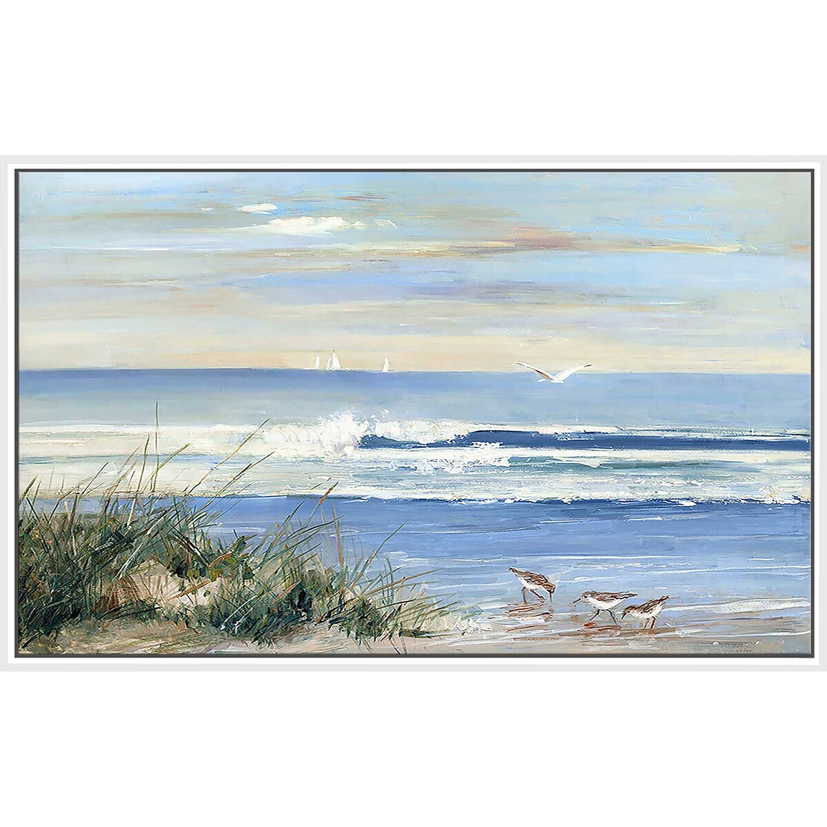 Beach Combers Print on Floating Canvas - Coastal Wall Art for Living Room, Bedroom & Beach House Decor