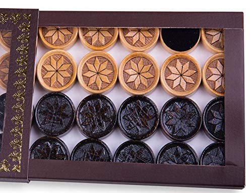Handmade Walnut Wood Backgammon Board Game Set - Armenian Nardi Nardy with Wooden Chips & Checkers - Premium Tabletop Game for Family Nights, Gifts, and Traditional Armenian Entertainment