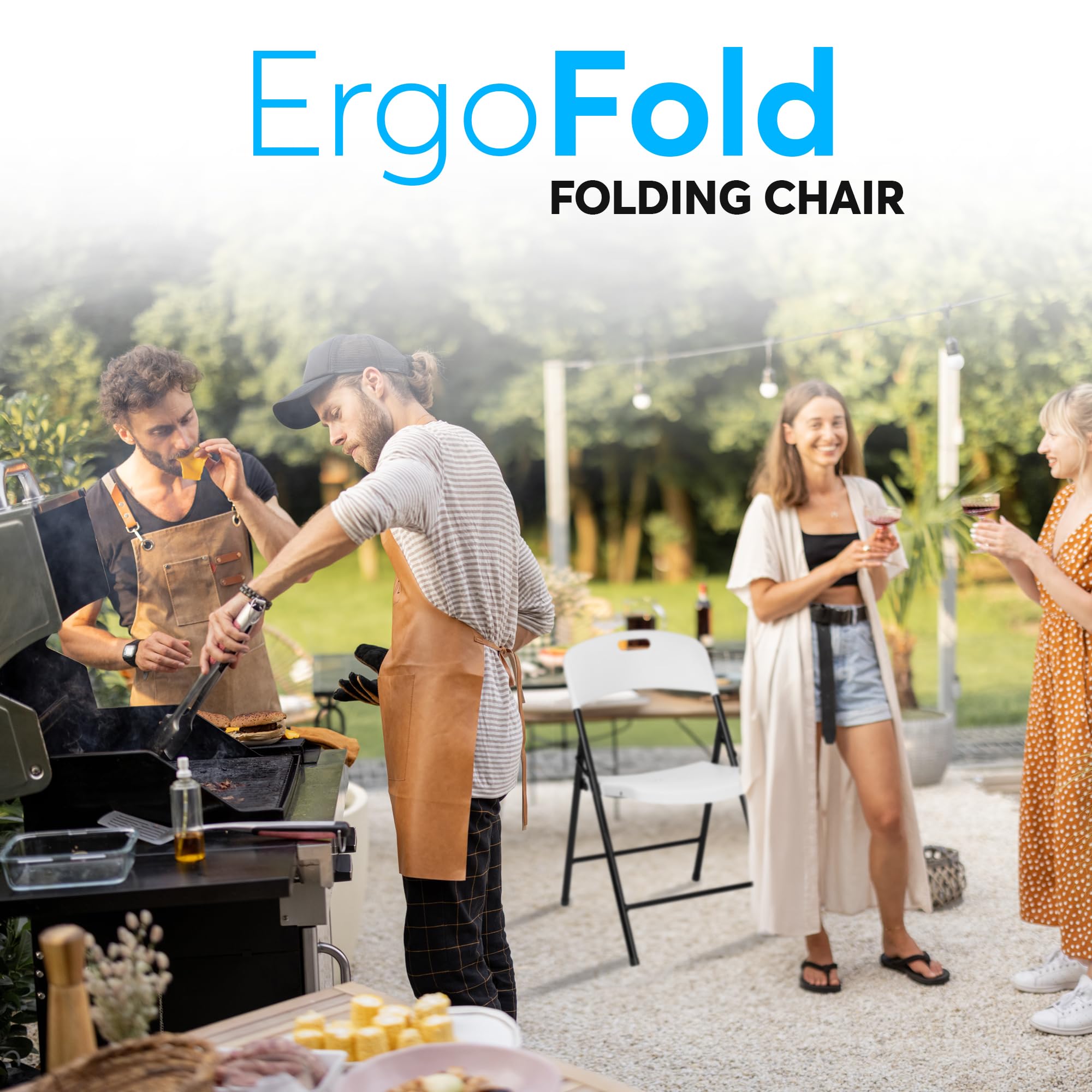 Commercial Stackable Folding Chairs - 6 Pack White Plastic Indoor/Outdoor Chairs for Office, Wedding, Party, Picnic & Dining - 350lb Capacity | Perfect for Events, Restaurants & Home Use
