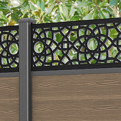 Premium Teak Classic Ambar Fence Panel with Durable Aluminum Posts - Perfect for Garden, Patio, and Backyard Privacy Fencing