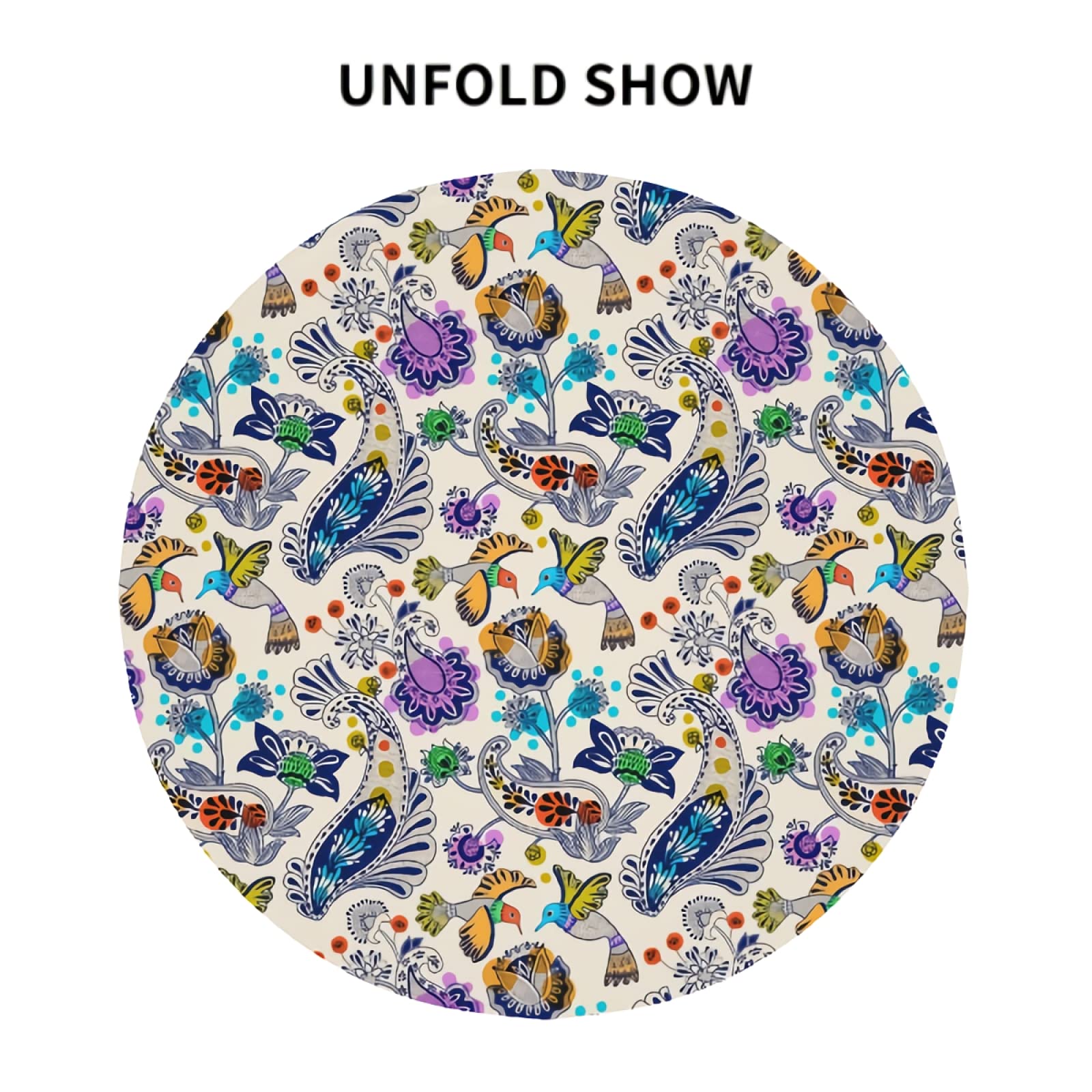 Stylish Paisley Floral Bird Print Waterproof Round Tablecloth - 60 Inch for Wedding, Party, Dining, Holiday & Banquet Decor - Perfect for Indoor and Outdoor Events