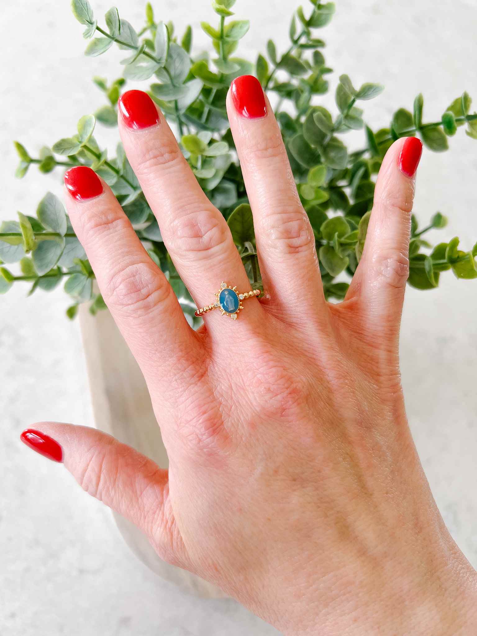 Lady Lourdes Ring - Elegant French Blue Cubic Zirconia Silver Ring for Women | Perfect for Weddings, Anniversaries & Special Occasions