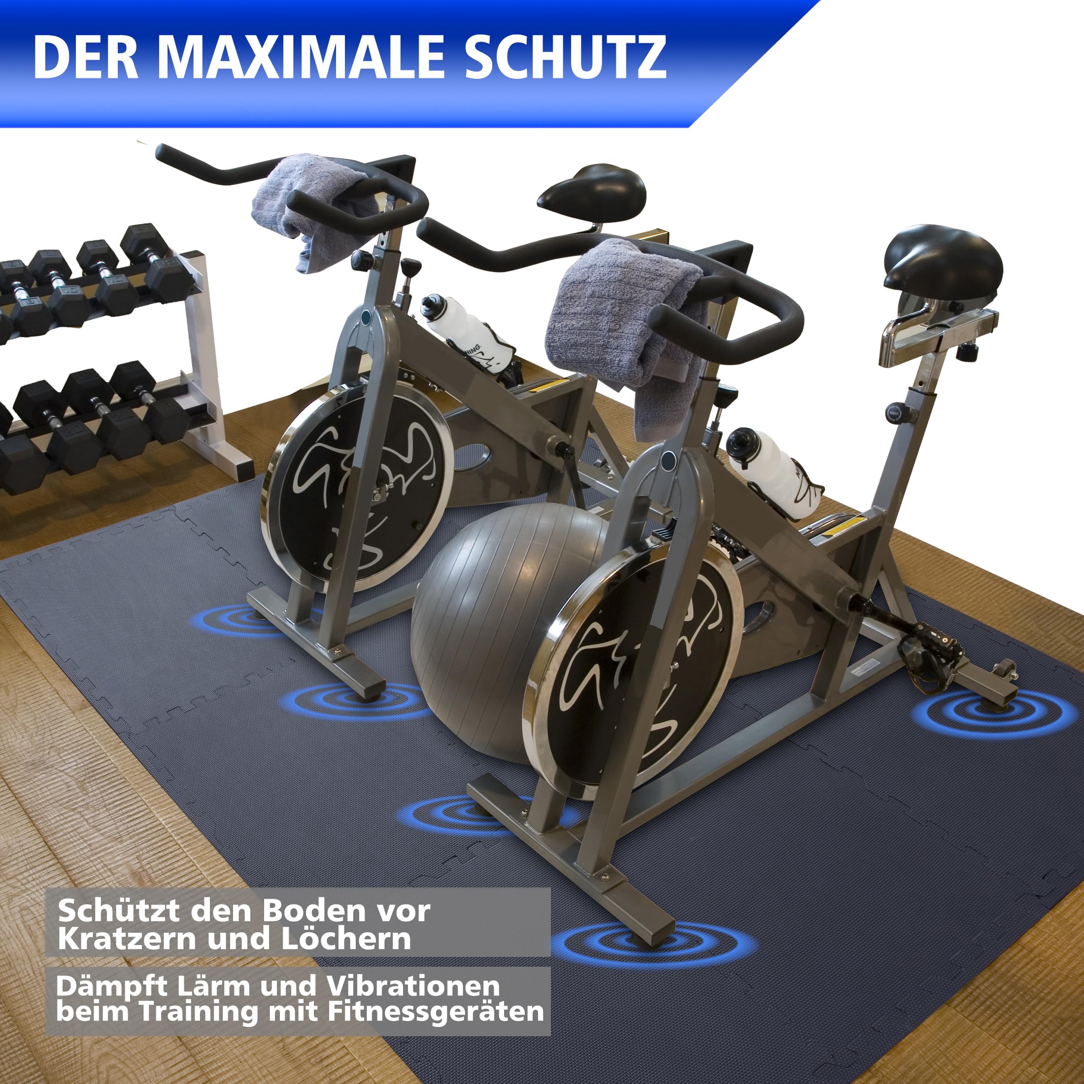 BodenMax Extra Thick Interlocking EVA Foam Puzzle Exercise Mat - 58x58x2.5cm - Non-Slip Gym Flooring Tiles in Black, Blue & Gray (6/12/18 Pieces) - Perfect for Home Workouts, Yoga, Kids Play Area & Garage Gym